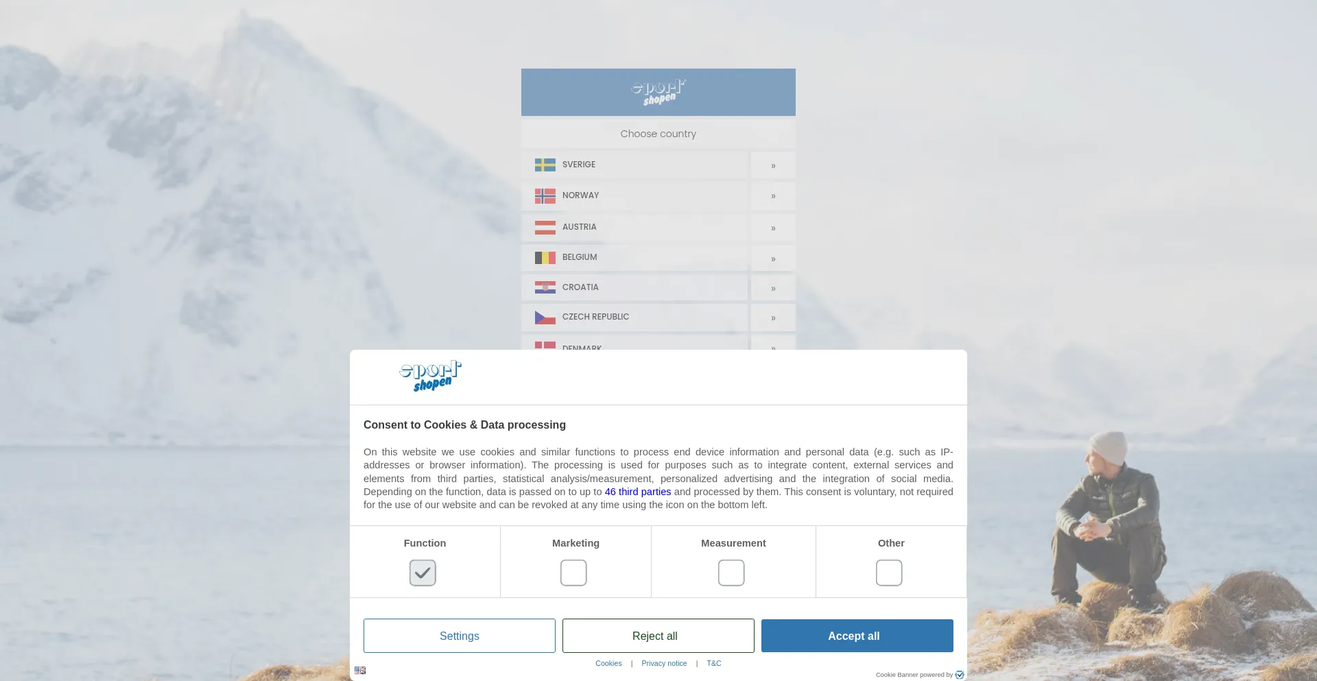 Website screenshot of Sportshopen.com