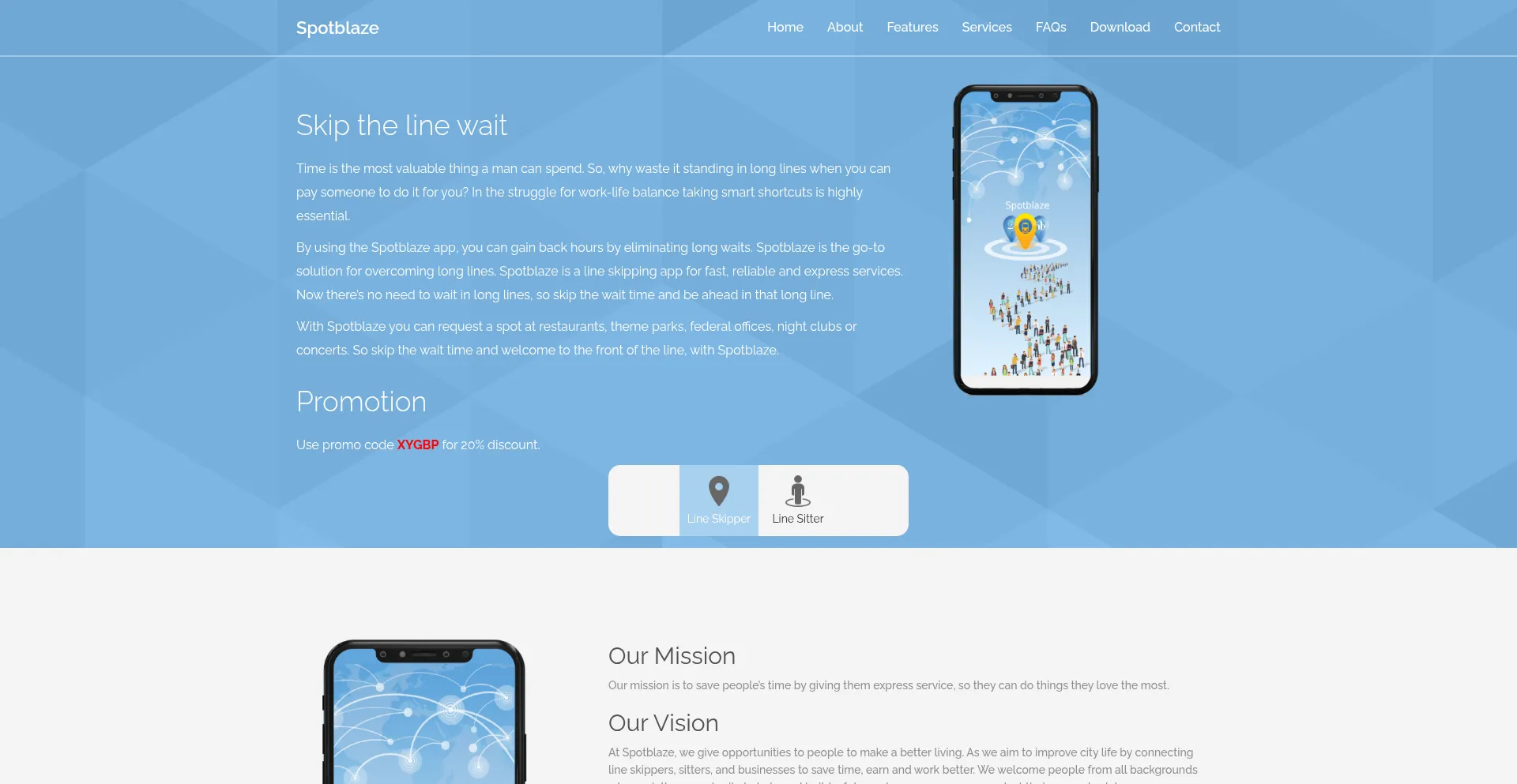 Website screenshot of Spotblaze.com