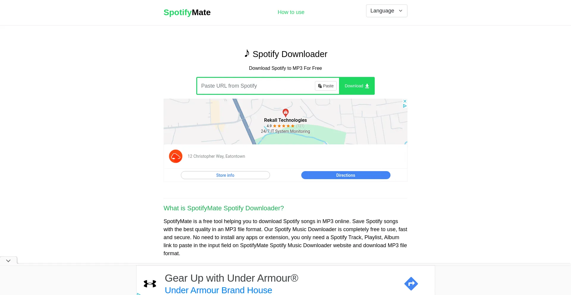 Website screenshot of Spotifymate.com