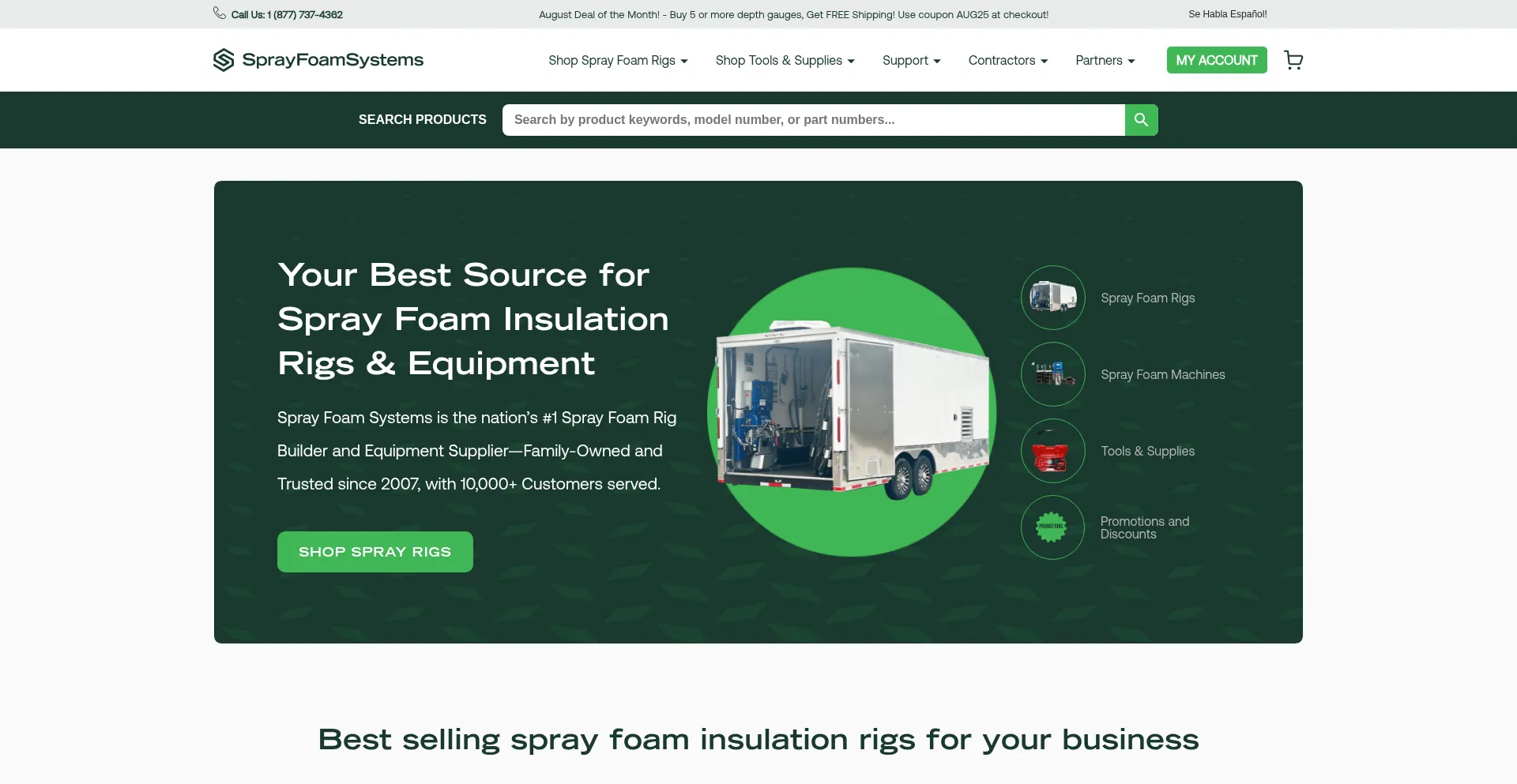 Website screenshot of Sprayfoamsys.com