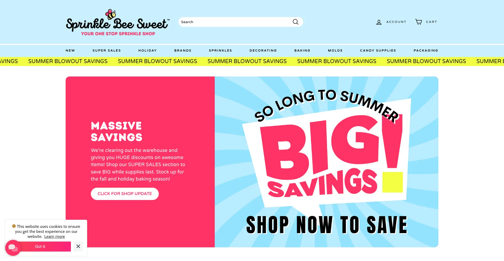 Website screenshot of Sprinklebeesweet.com