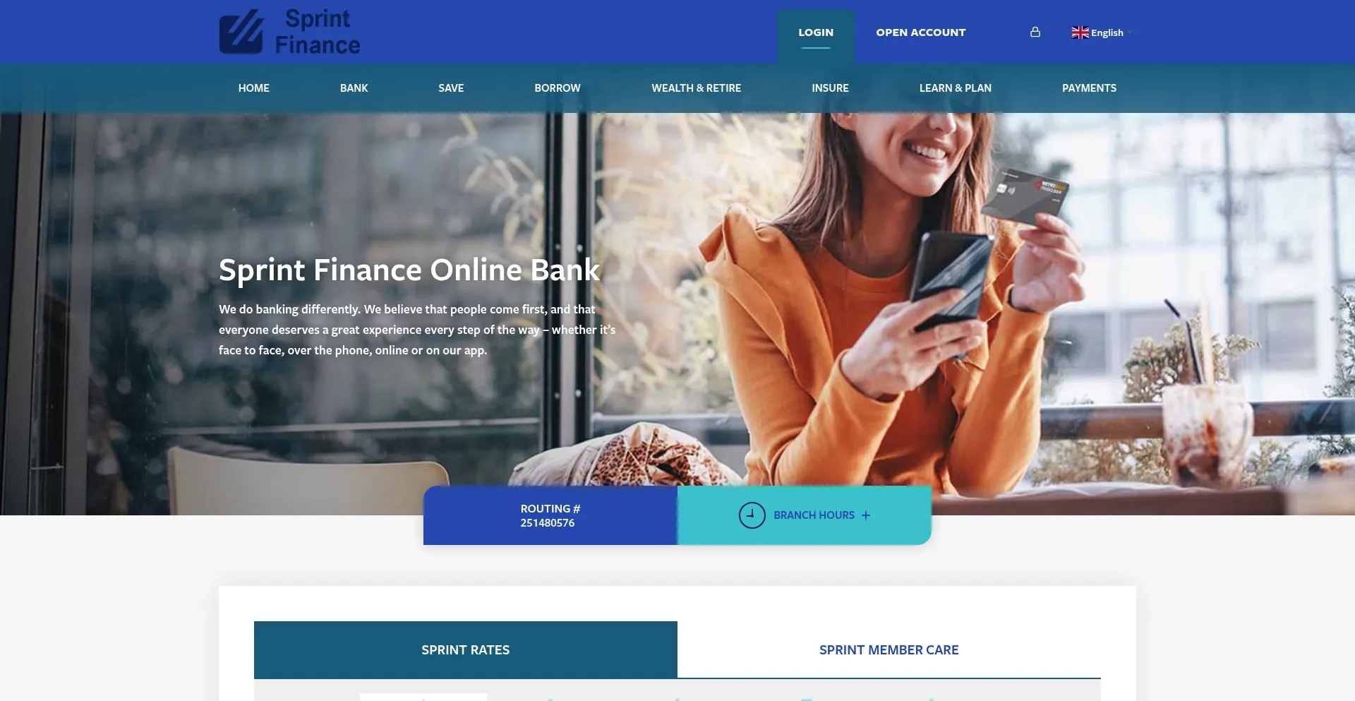 Website screenshot of Sprintfinanceonline.com
