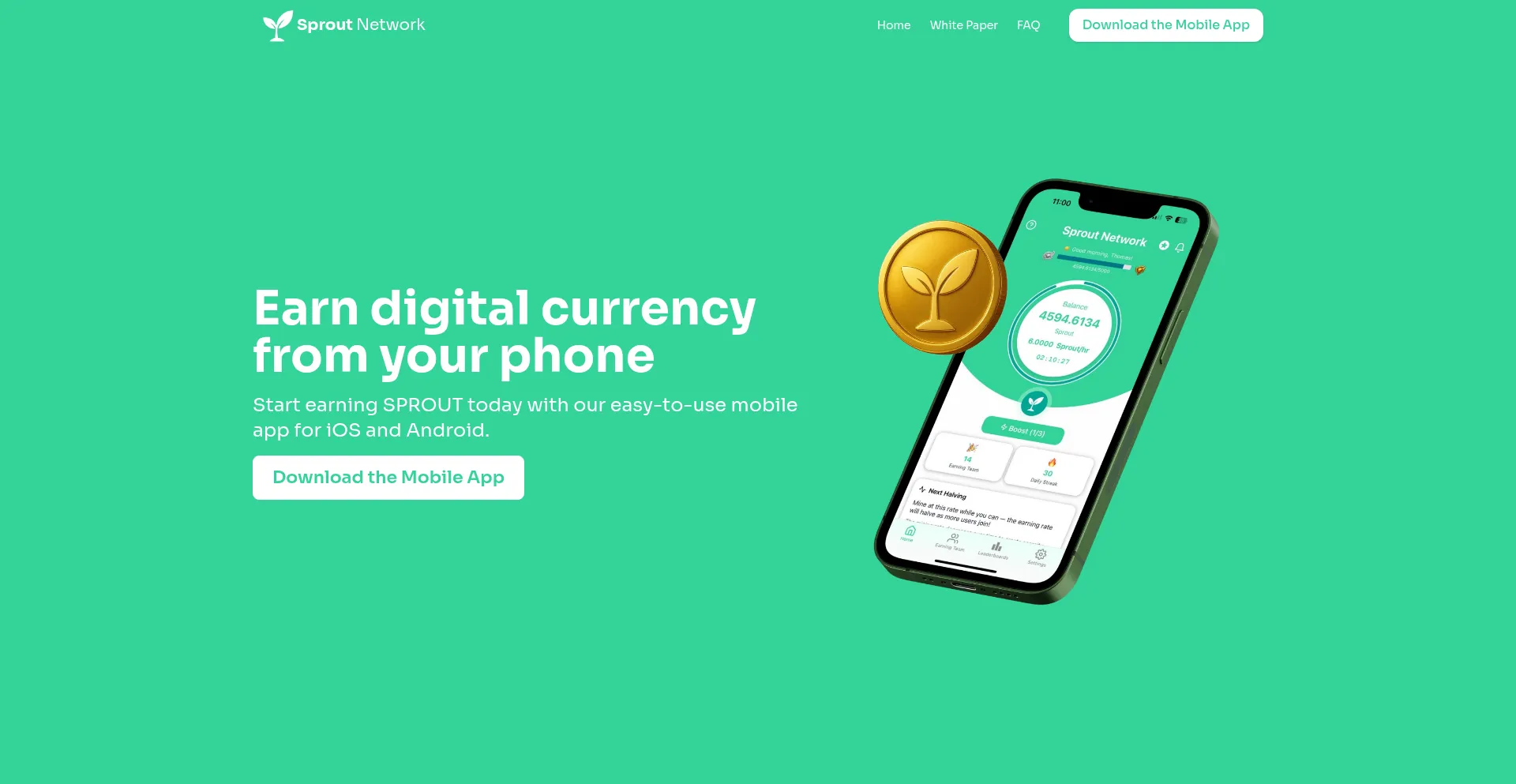 Website screenshot of Sproutnetwork.io