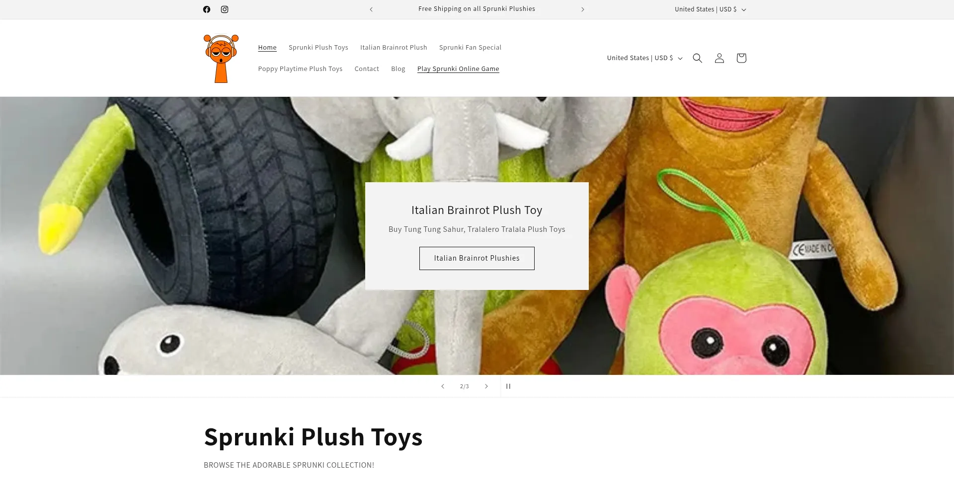 Website screenshot of Sprunki.co.uk