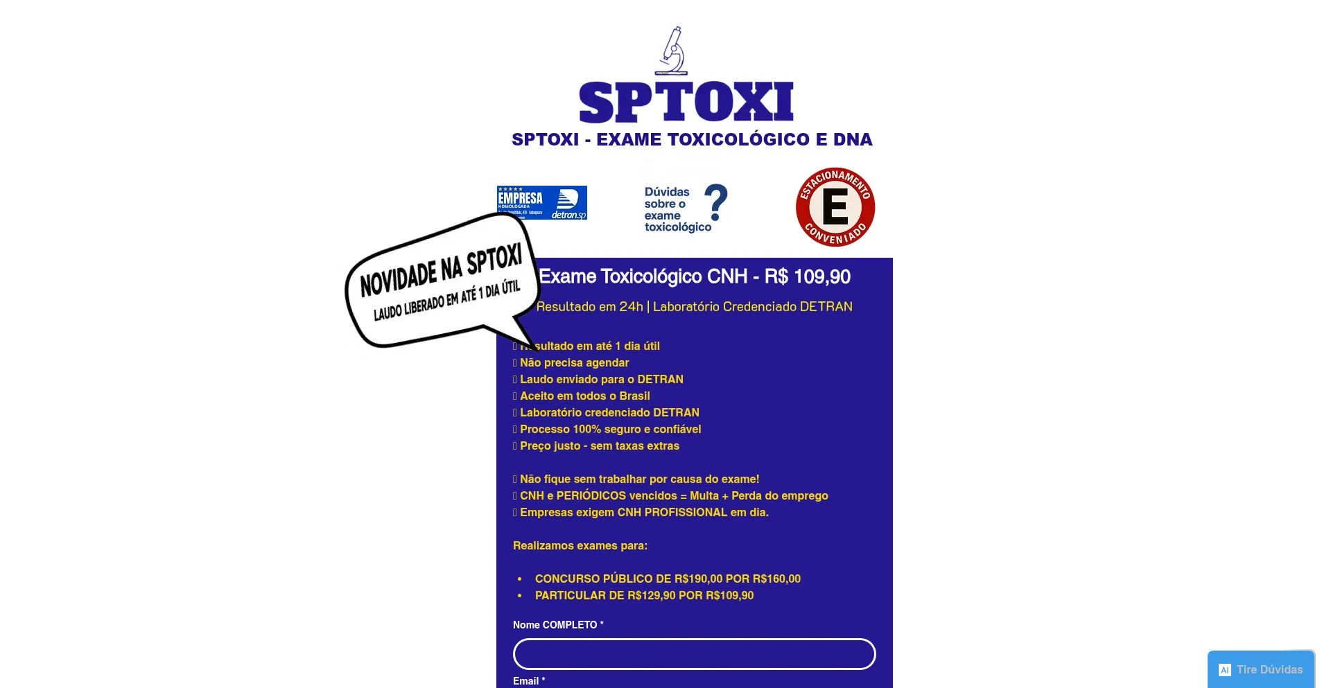 Website screenshot of Sptoxi.com.br