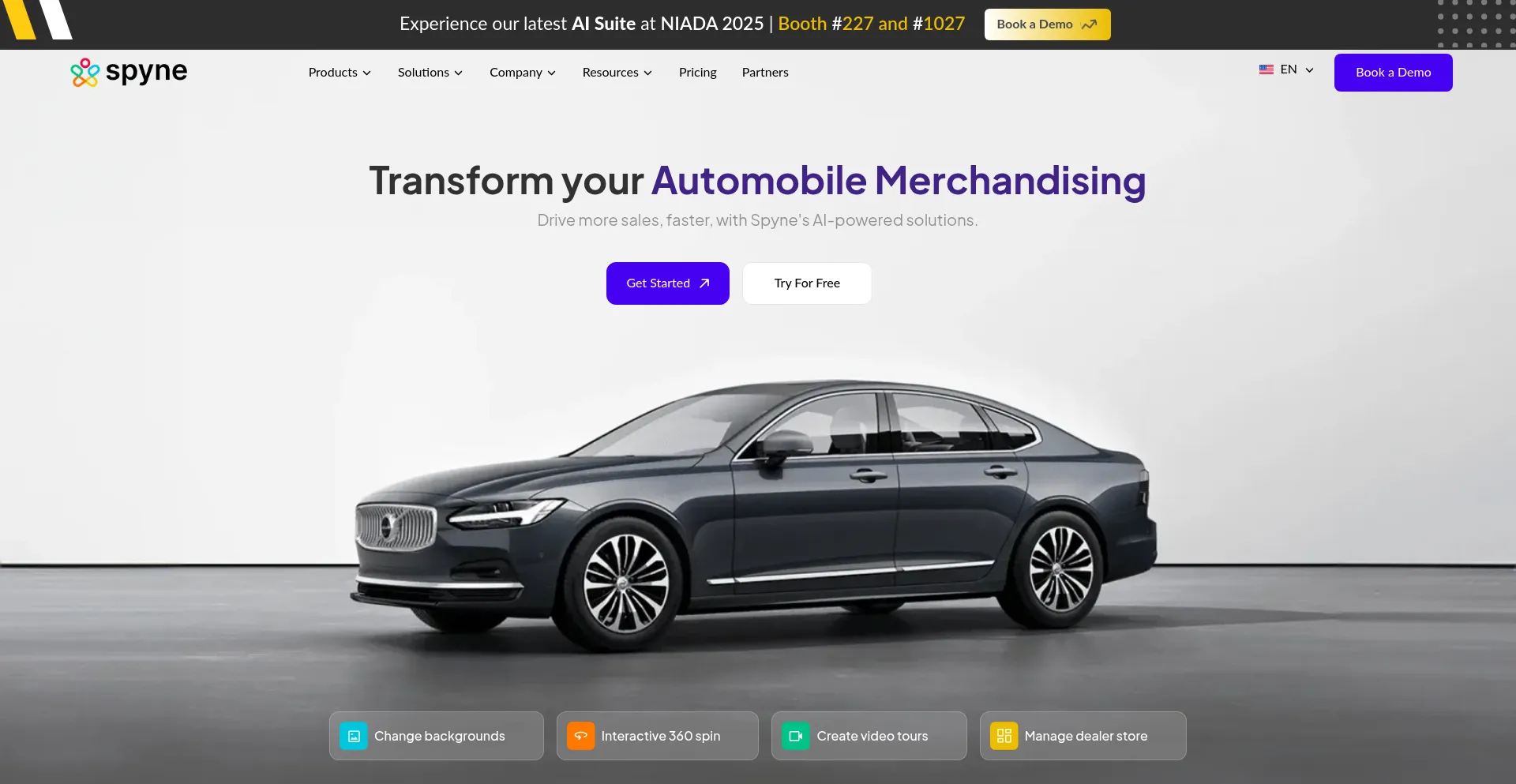 Website screenshot of Spyne.ai