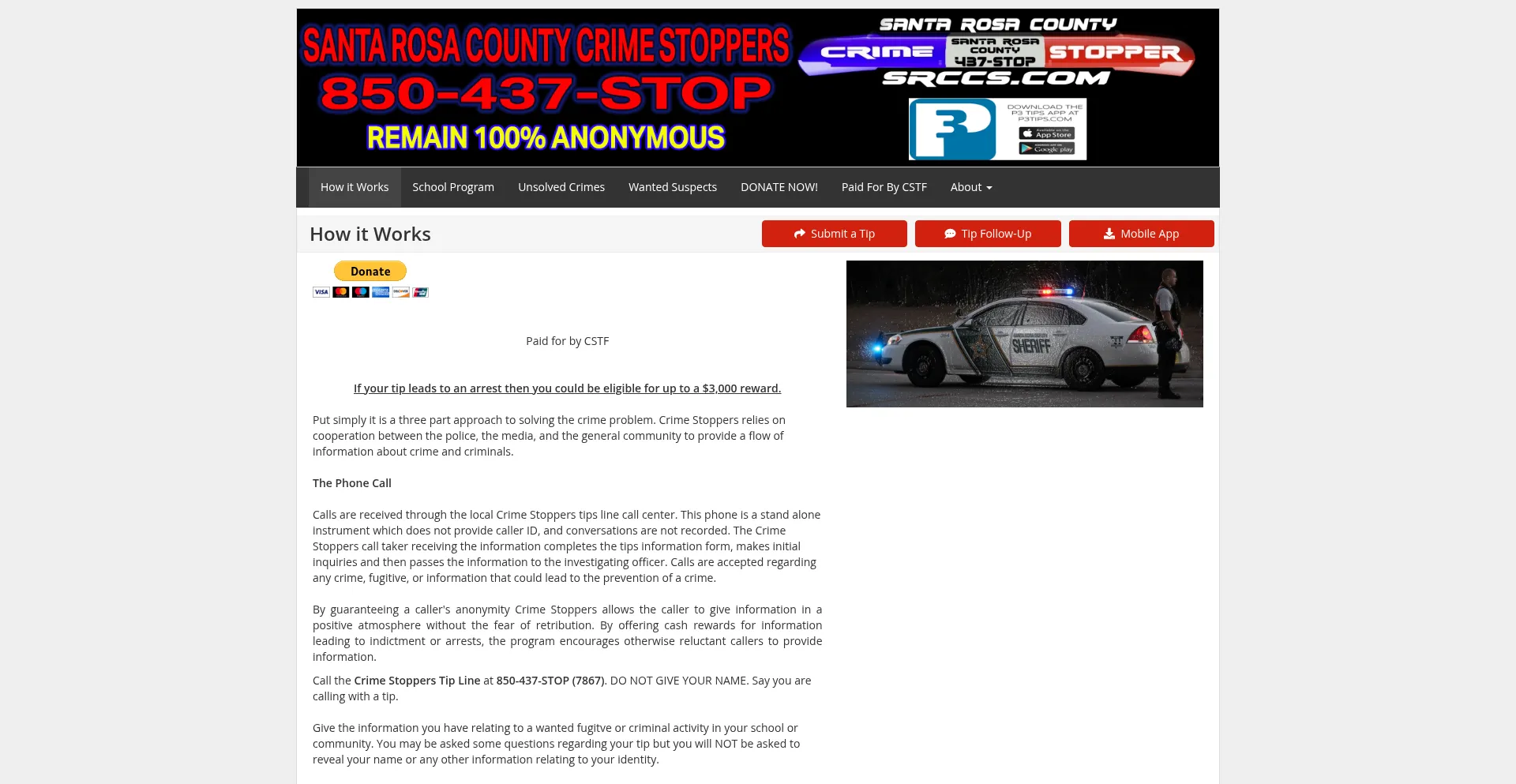 Website screenshot of Srccs.com