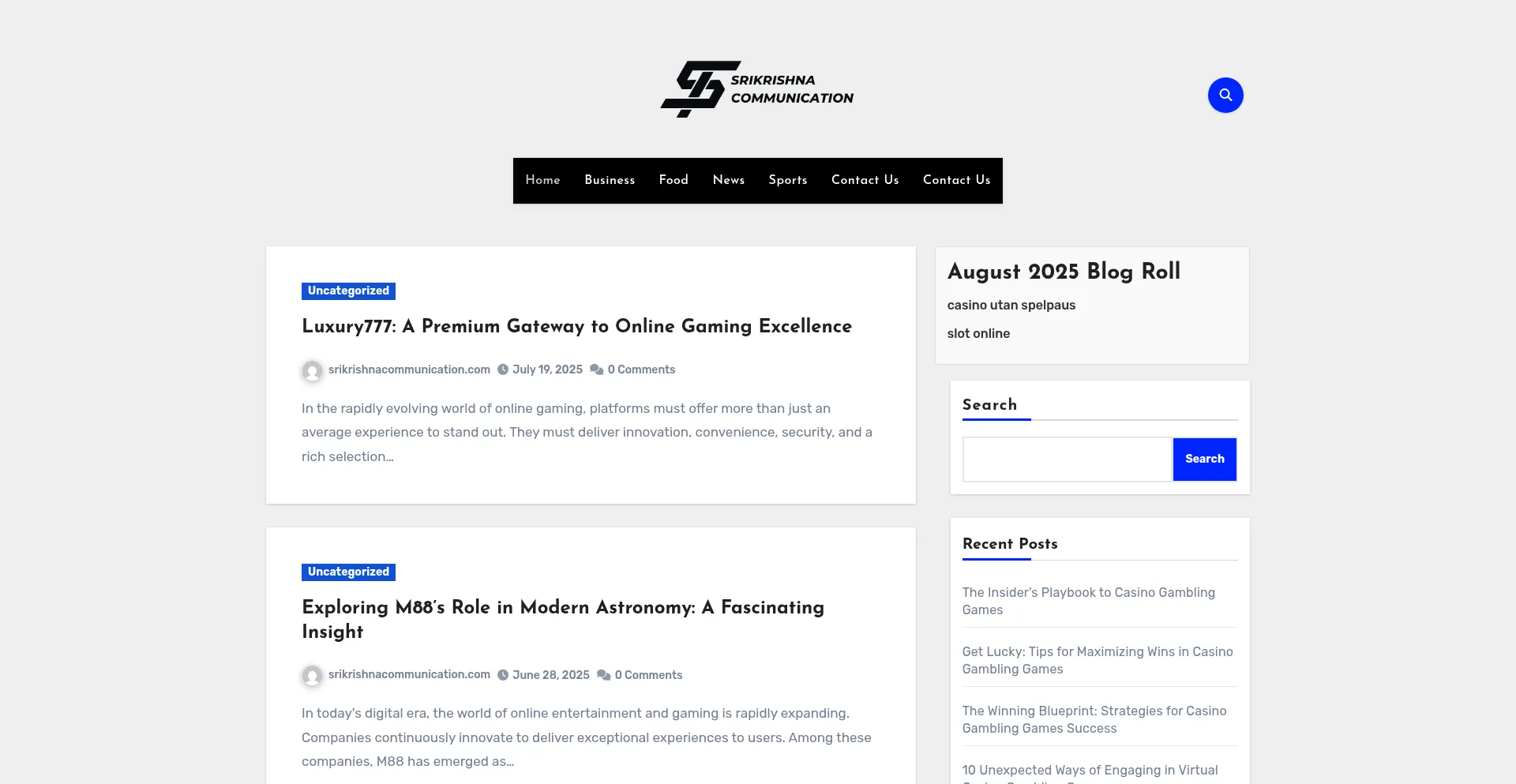 Website screenshot of Srikrishnacommunication.com