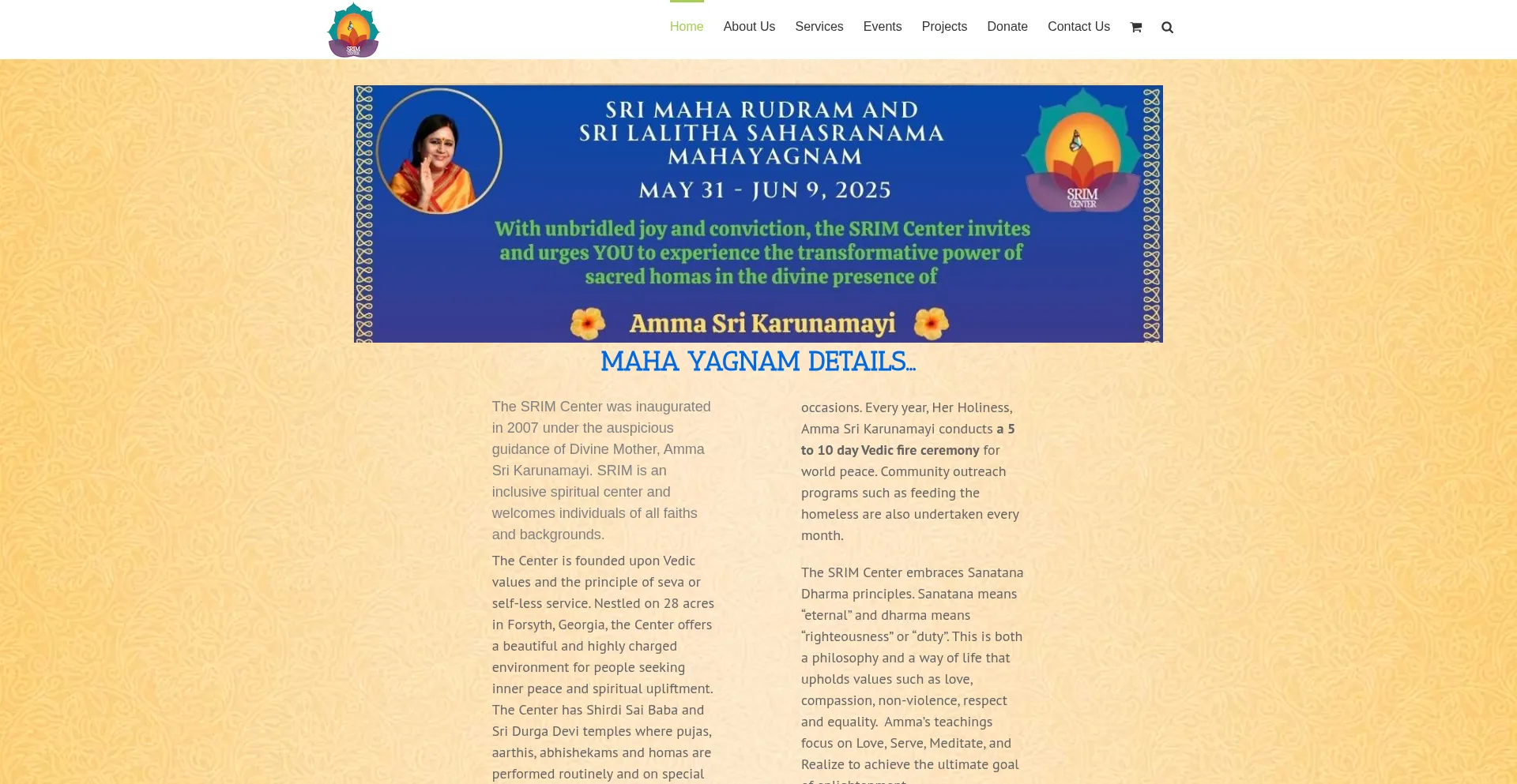 Website screenshot of Srimcenter.org
