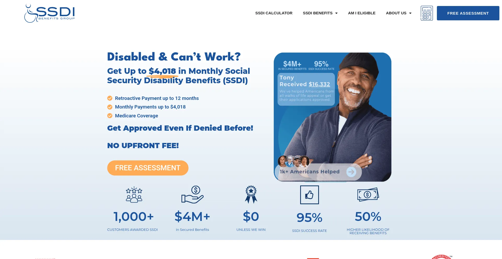 Website screenshot of Ssdibenefitsgroup.com