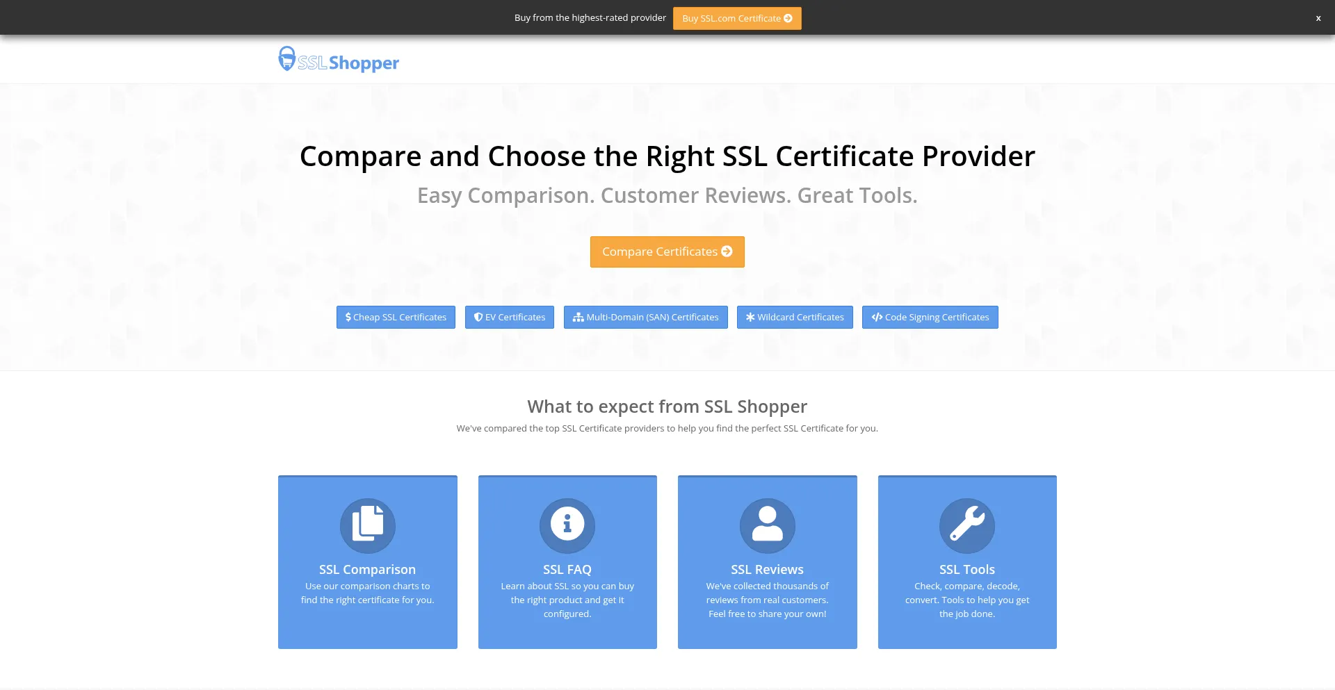 Website screenshot of Sslshopper.com