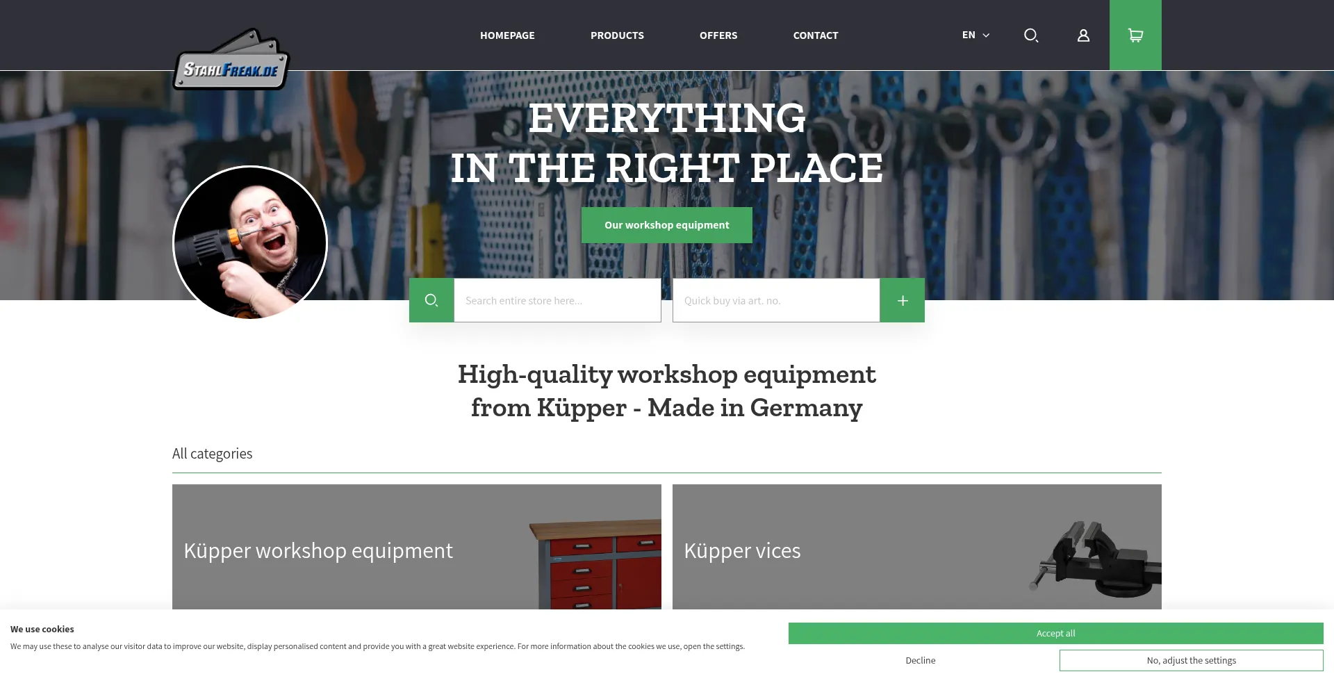 Website screenshot of Stahlfreak.com