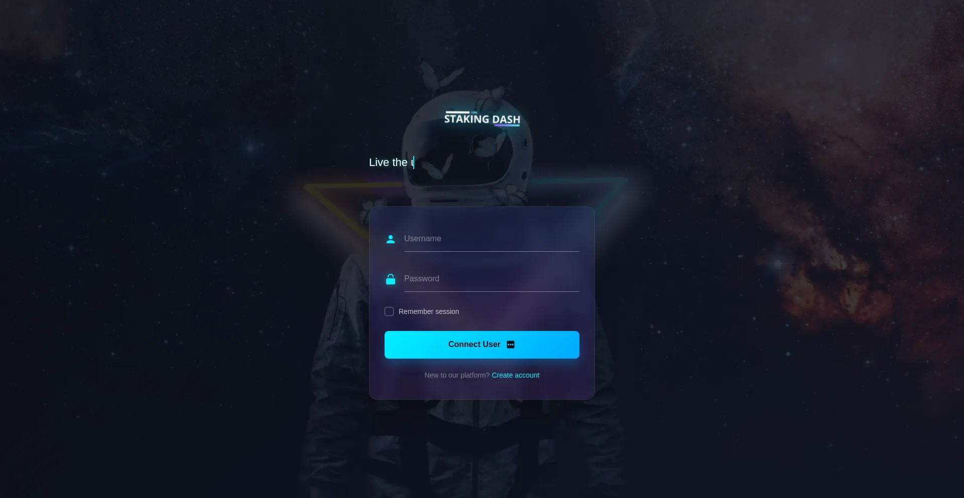 Website screenshot of Stakindash.cloud