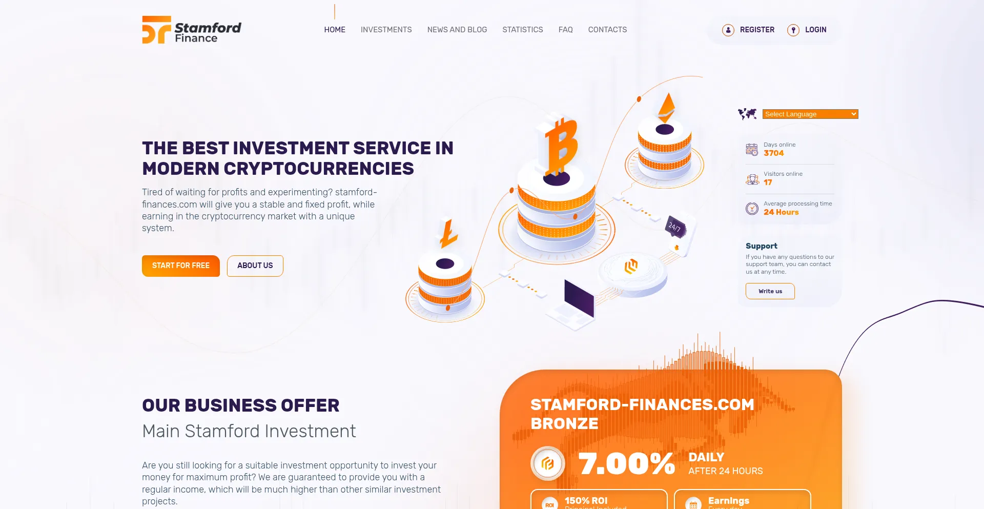 Website screenshot of Stamford-finances.com