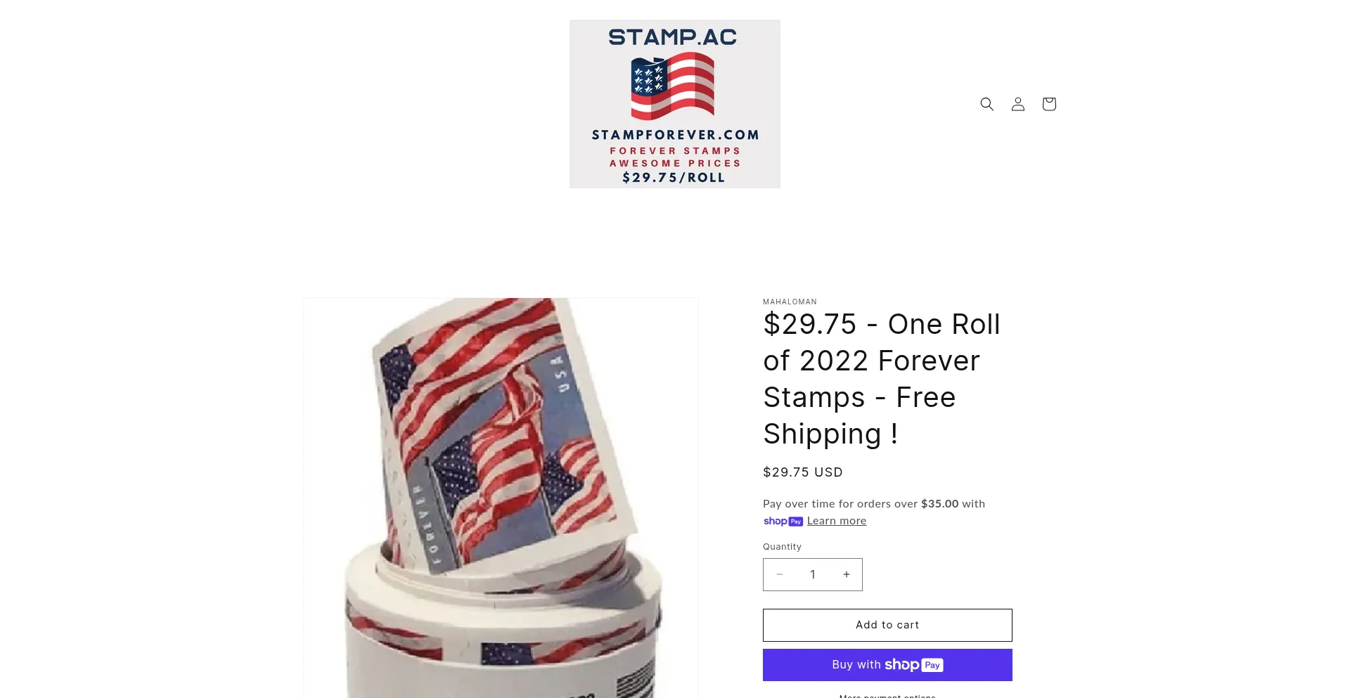 Website screenshot of Stampforever.co