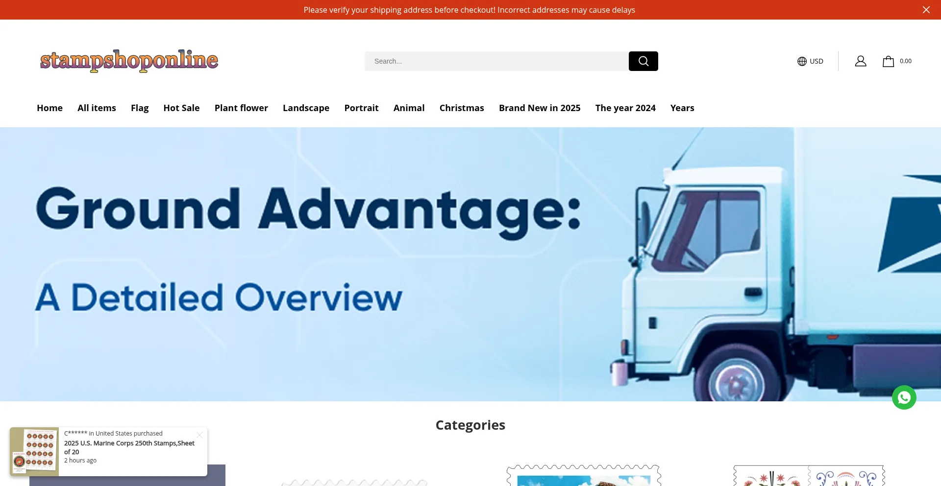 Website screenshot of Stampshoponline.com
