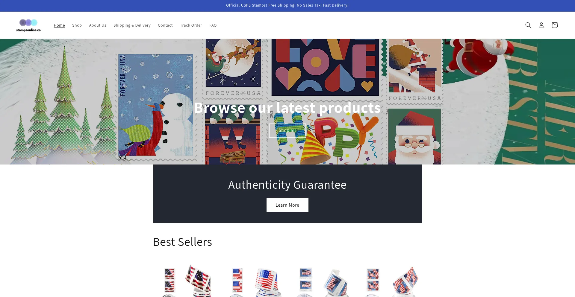 Website screenshot of Stampsonlineco.com