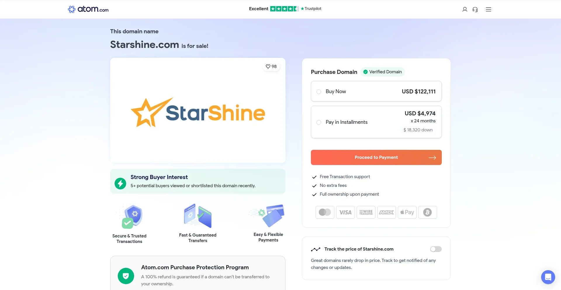 Website screenshot of Starshine.com