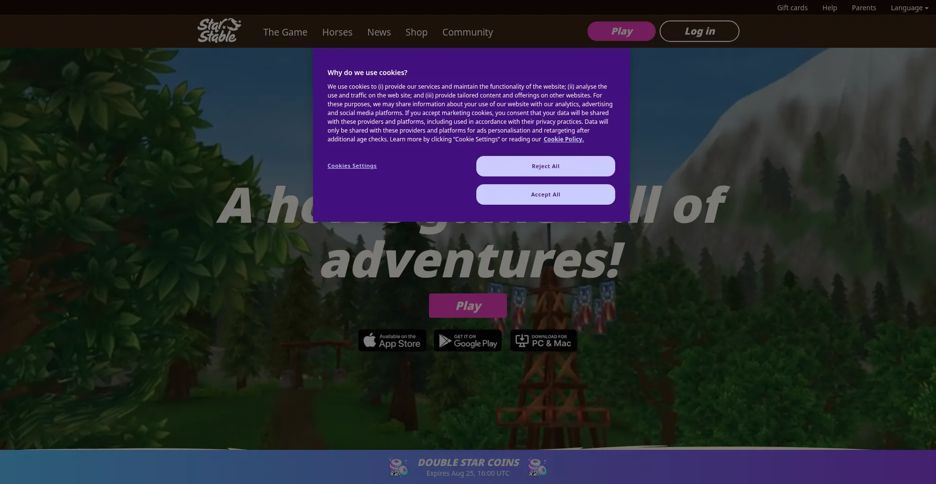 Website screenshot of Starstable.com