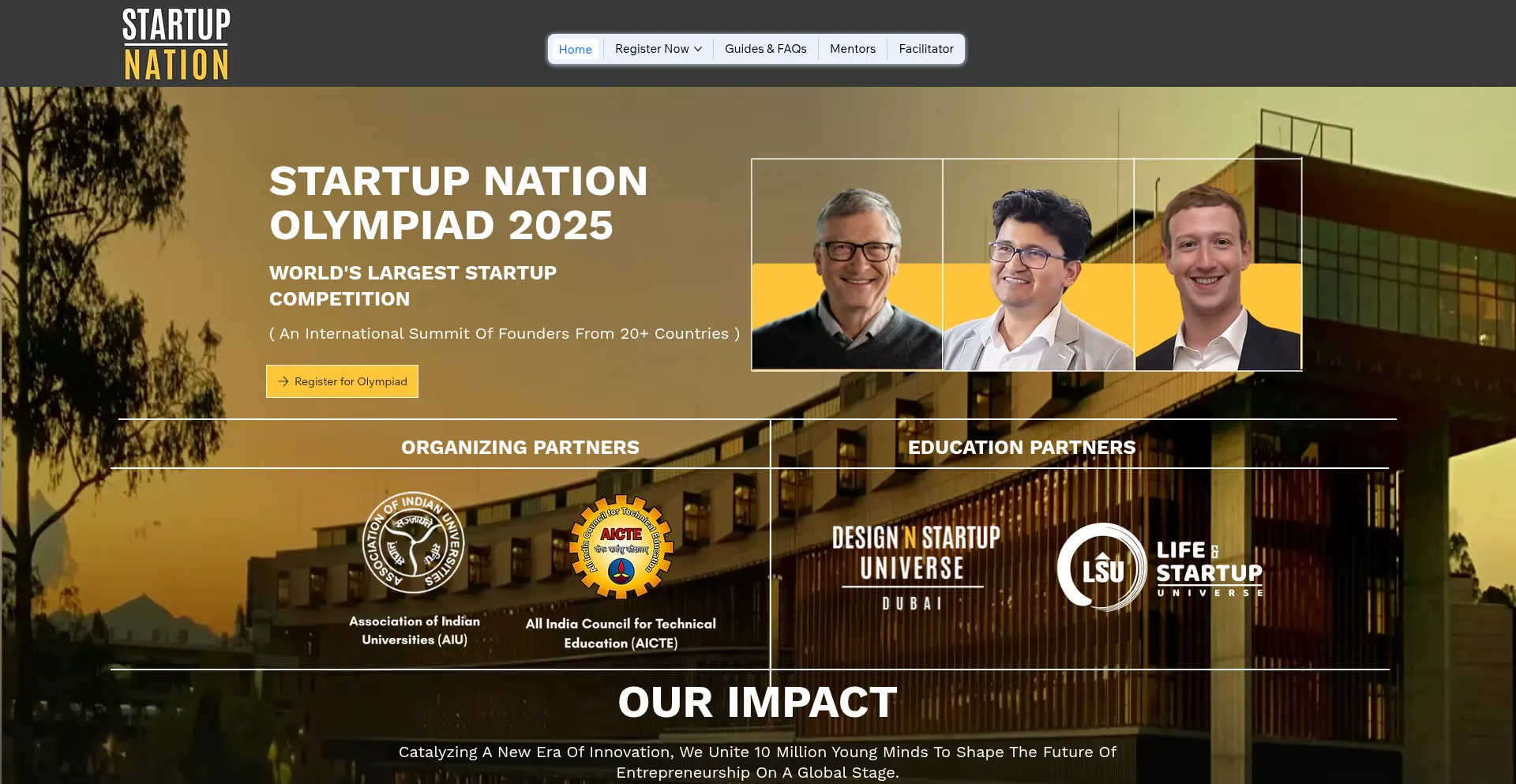 Website screenshot of Startupnationindia.com