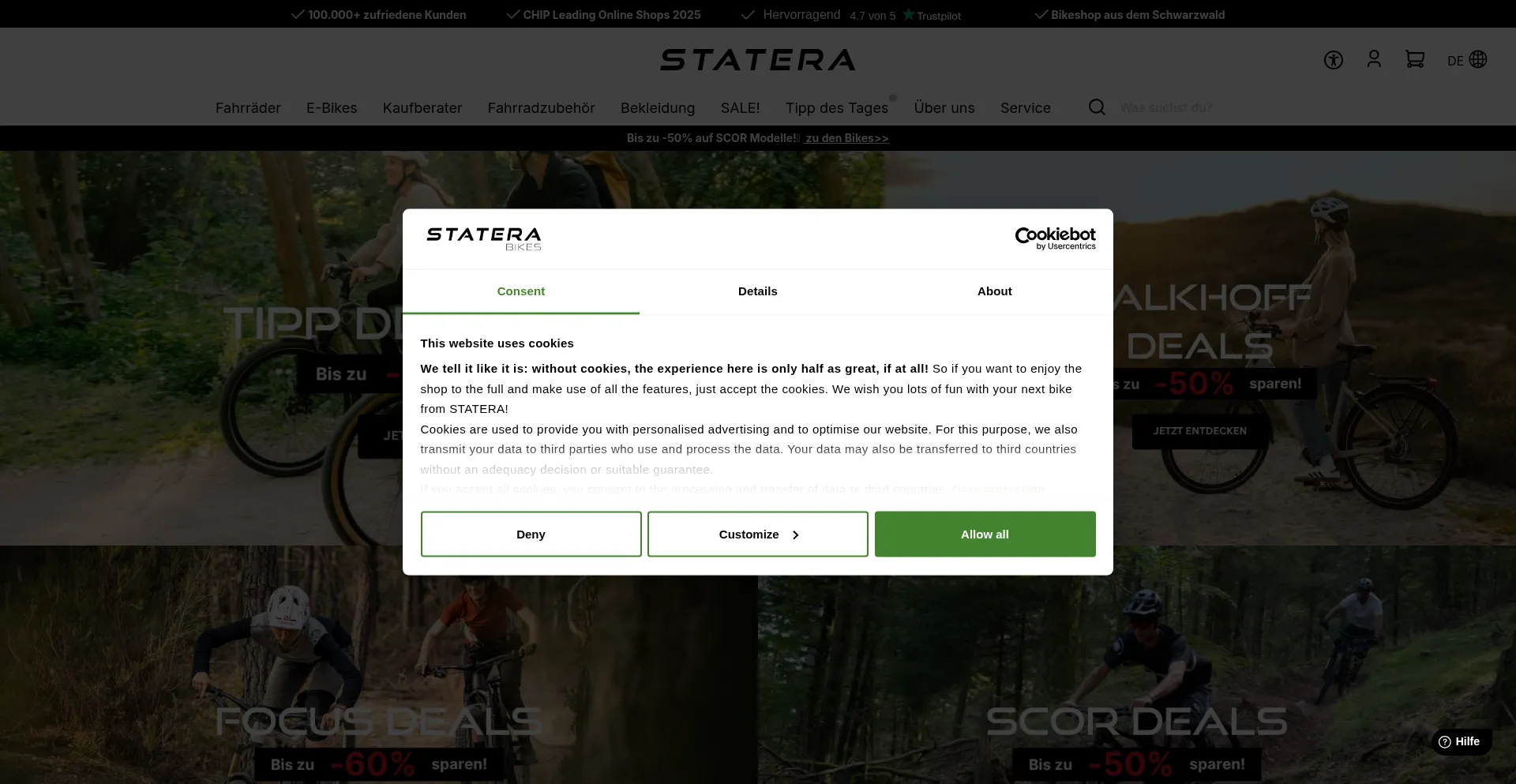 Website screenshot of Staterabikes.de