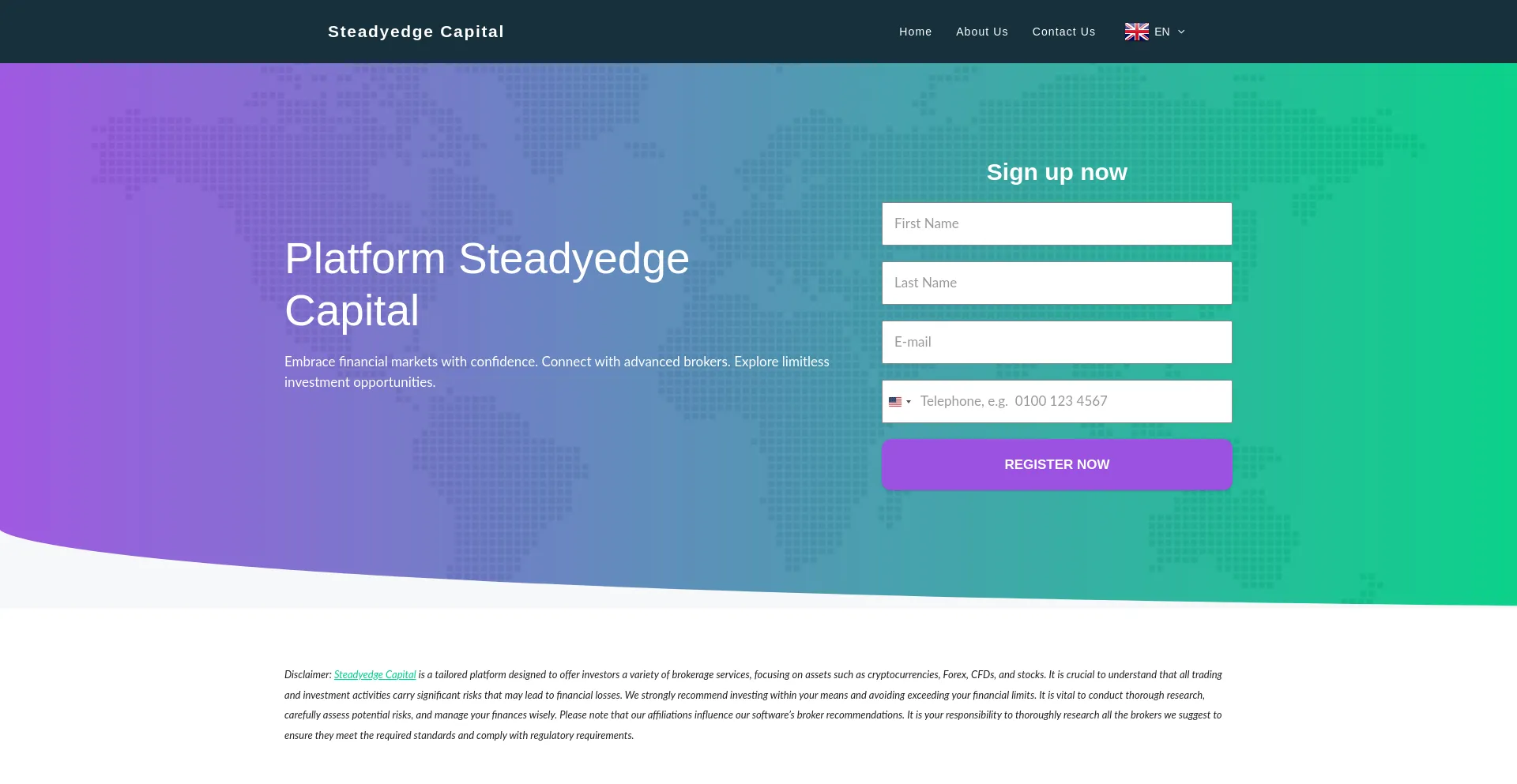 Website screenshot of Steadyedgecapital.com