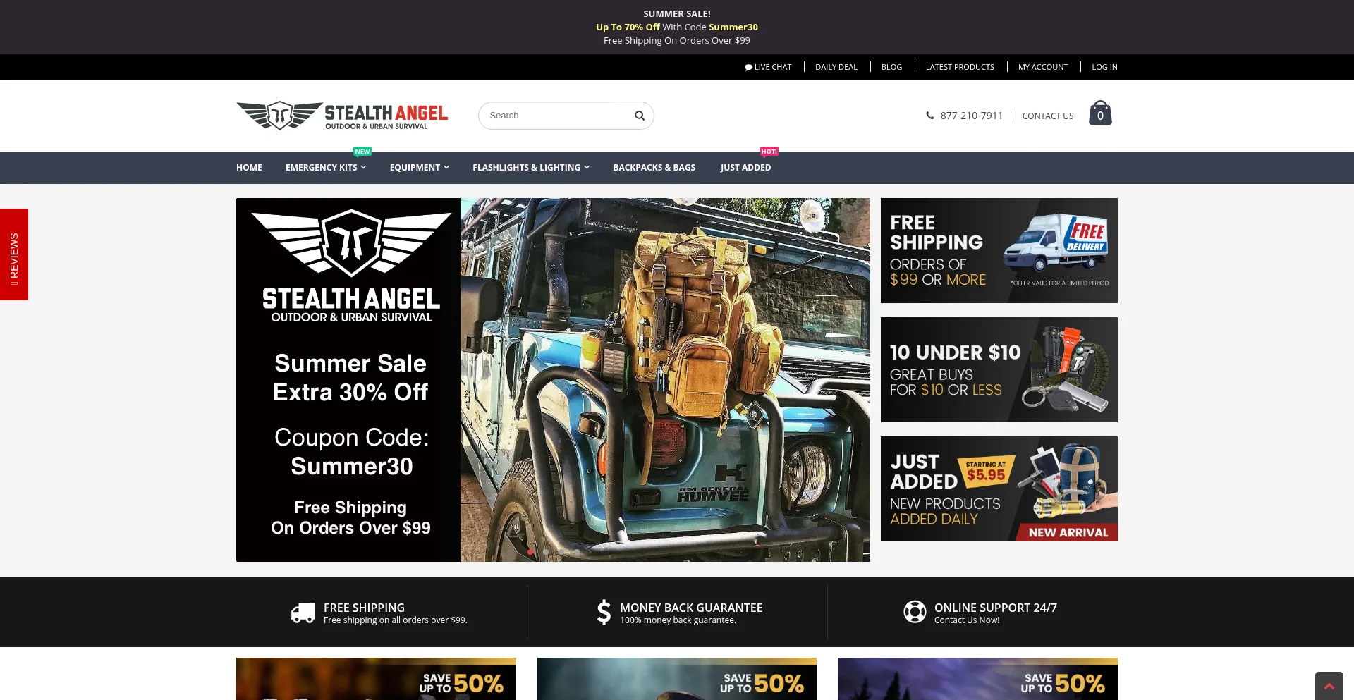 Website screenshot of Stealthangelsurvival.com