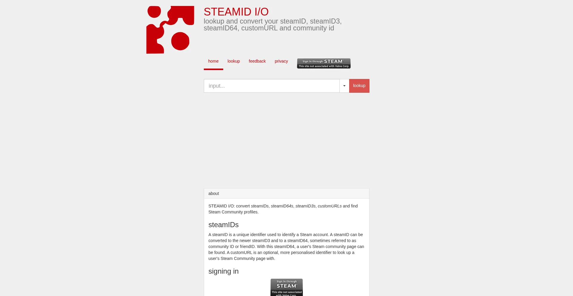 Website screenshot of Steamid.io
