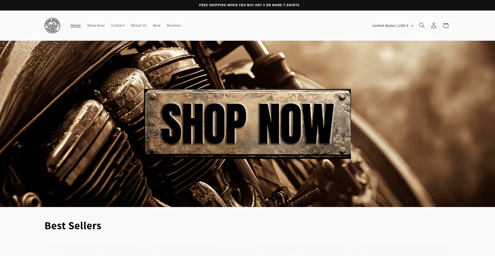 Website screenshot of Steelhorse.shop