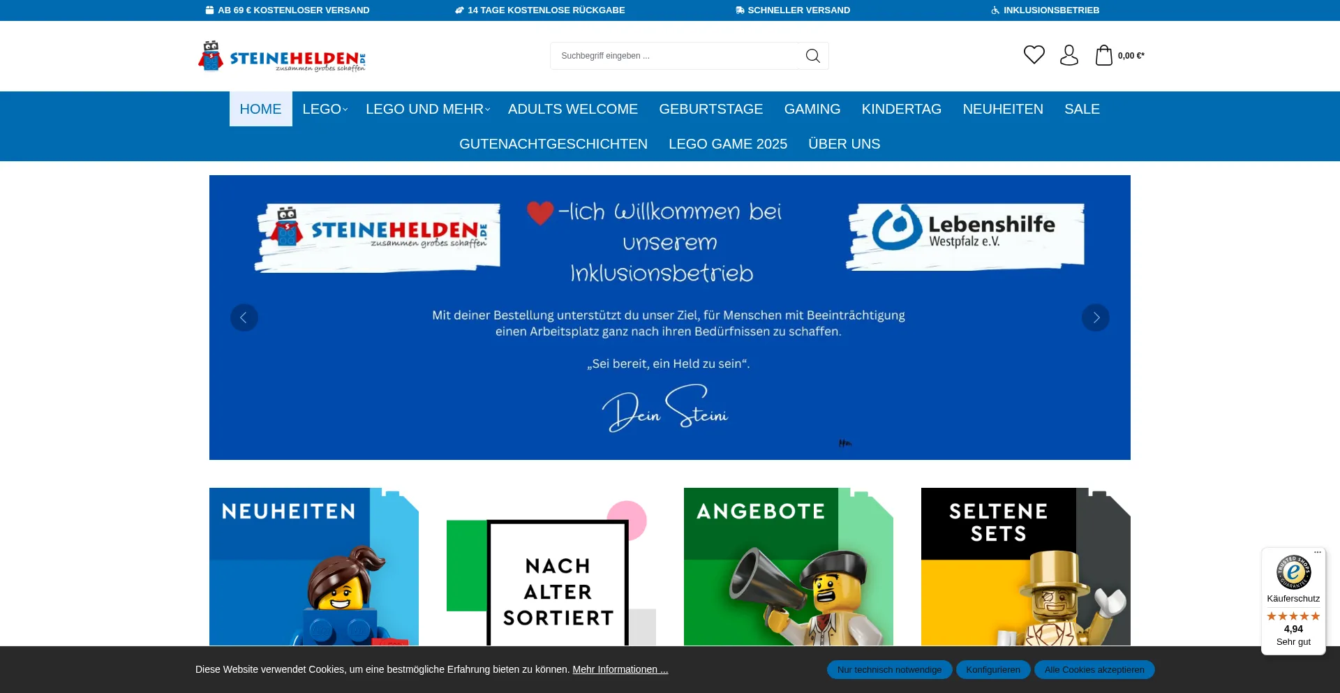 Website screenshot of Steinehelden.de