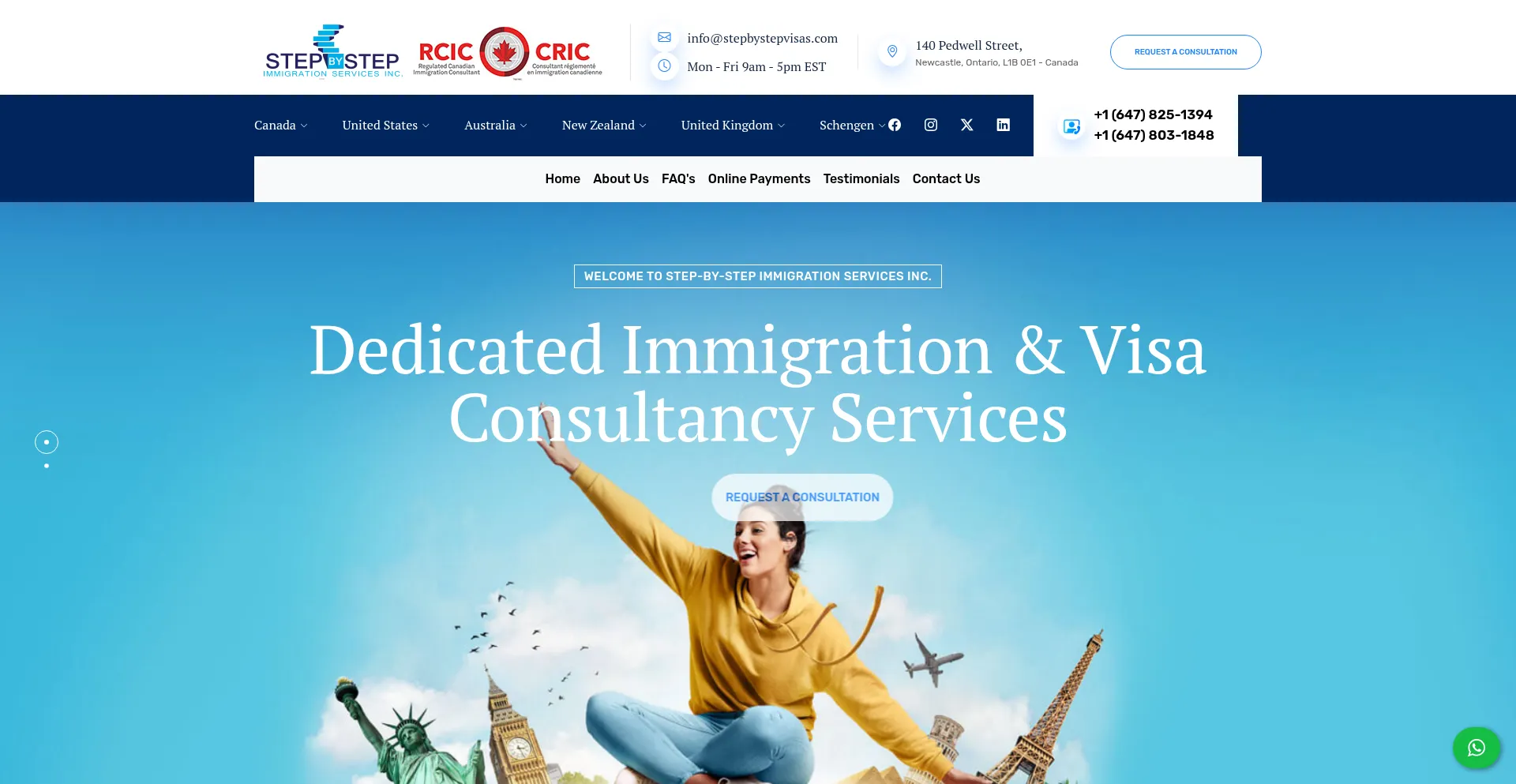 Website screenshot of Stepbystepvisas.com
