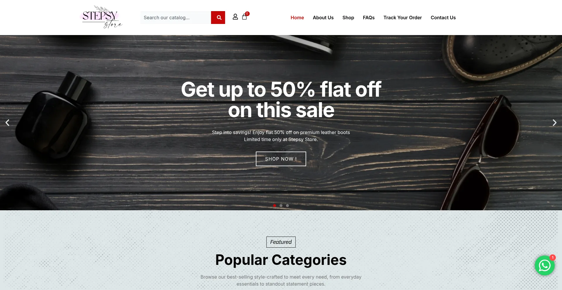 Website screenshot of Stepsy.store