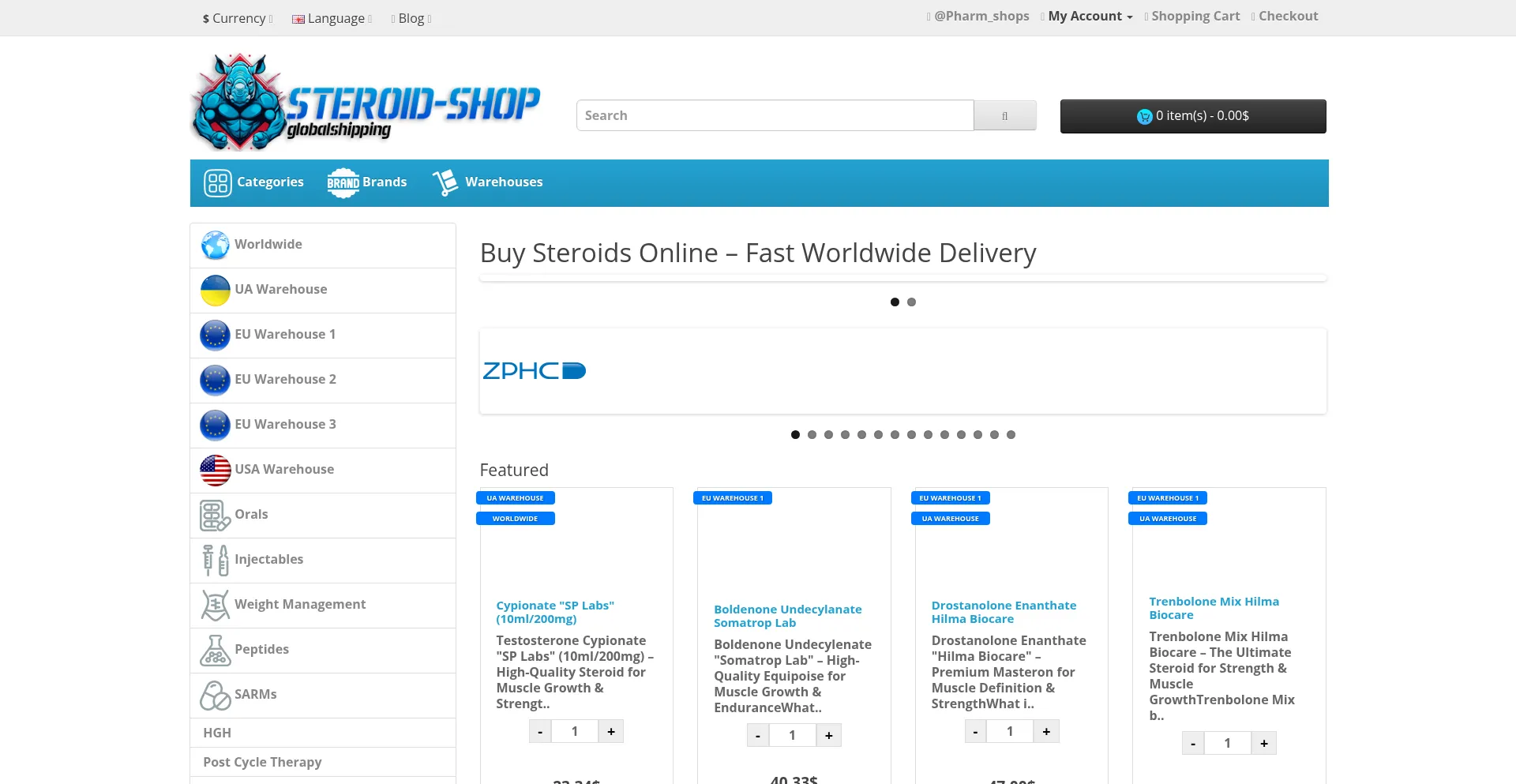 Website screenshot of Steroid-shop.com
