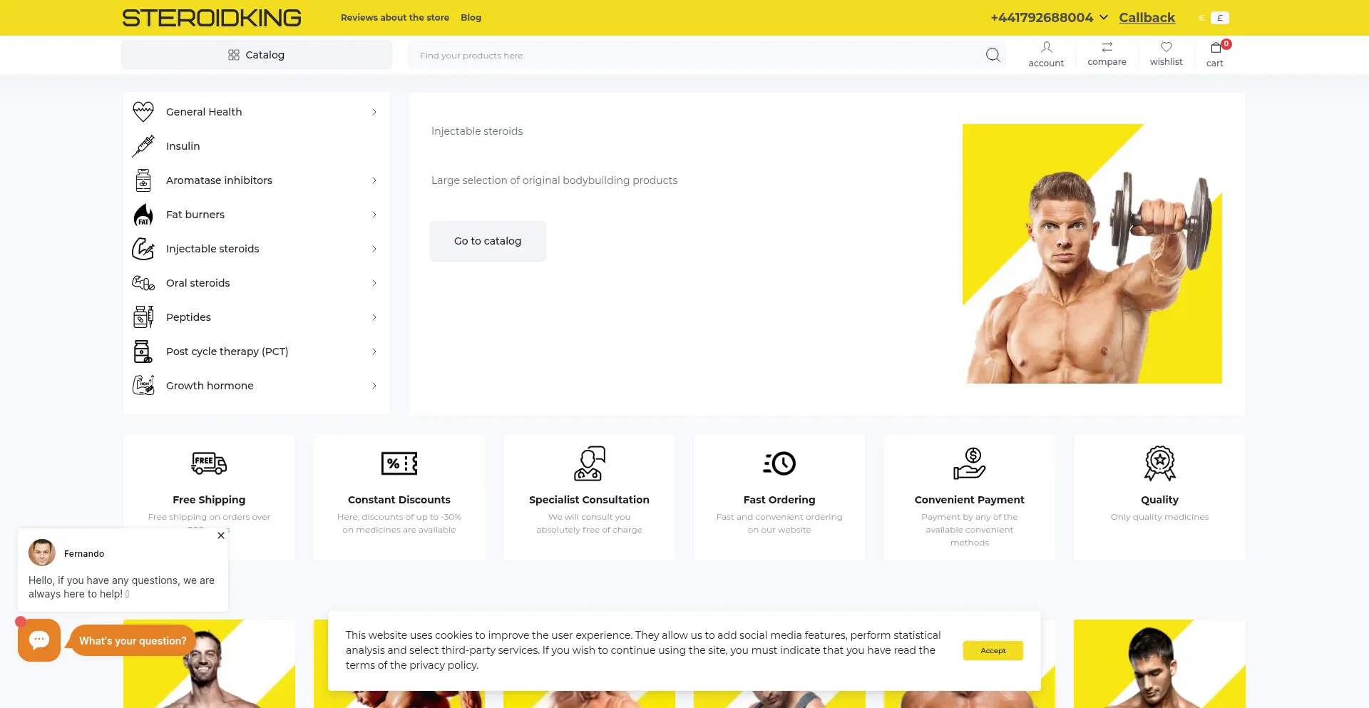 Website screenshot of Steroidking-uk.com