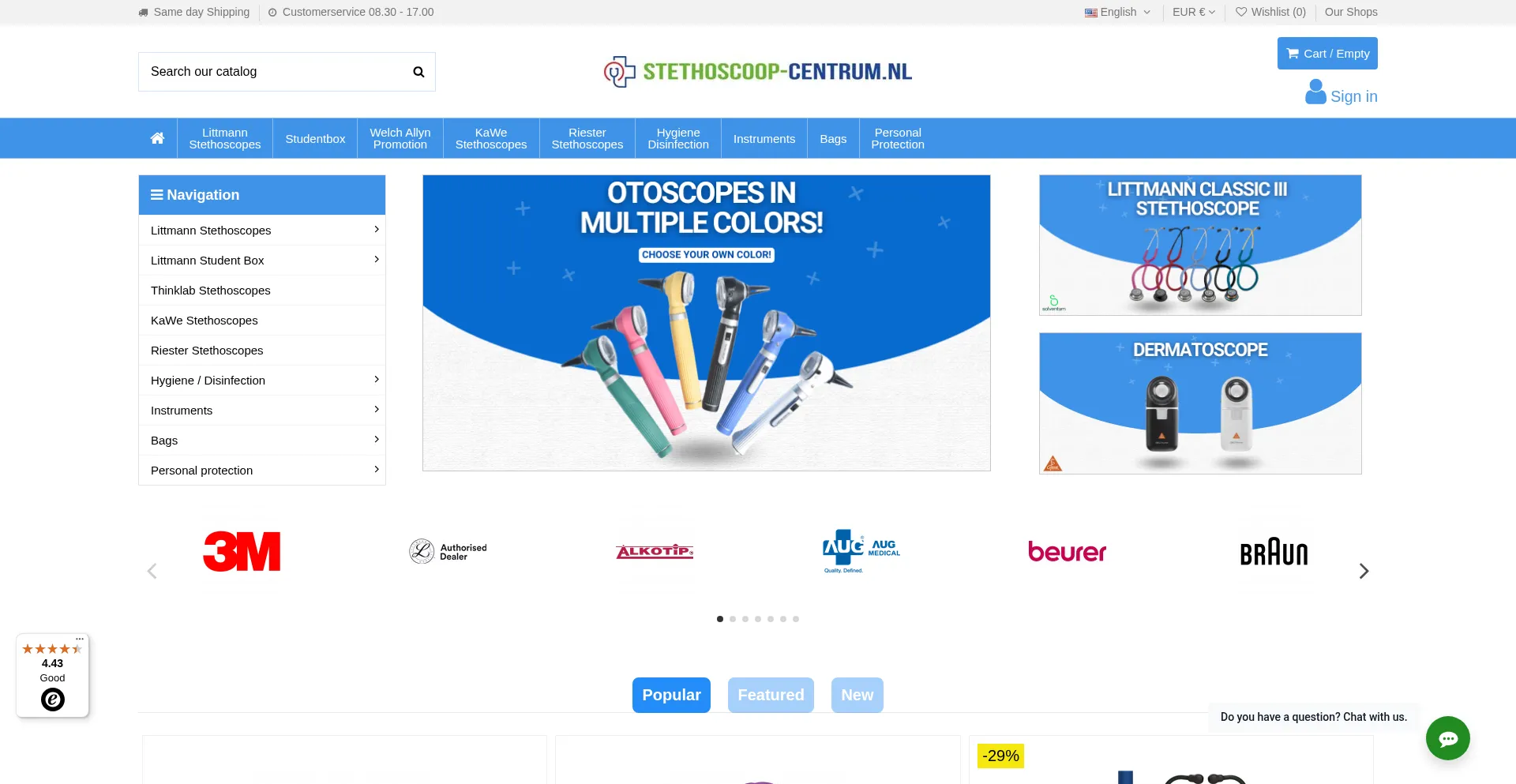 Website screenshot of Stethoscoop-centrum.nl