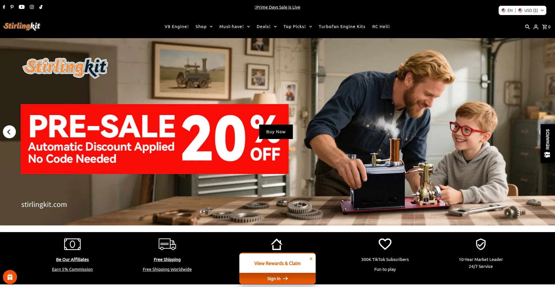 Website screenshot of Stirlingkit.com