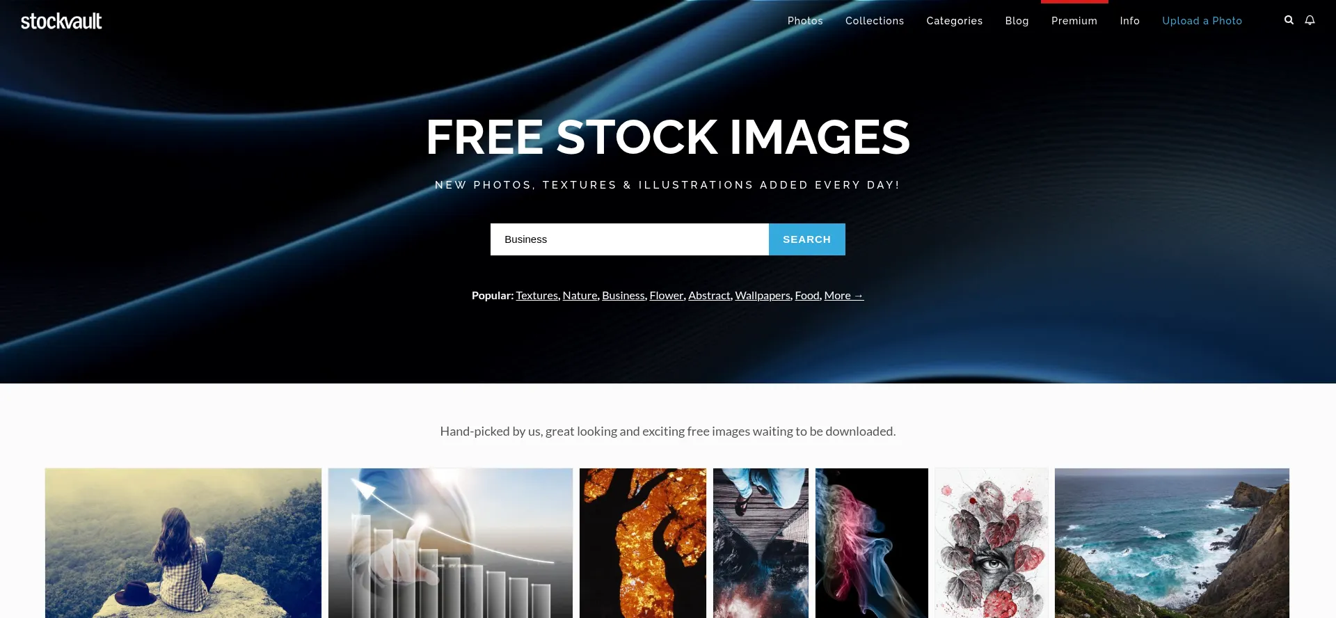 Website screenshot of Stockvault.net