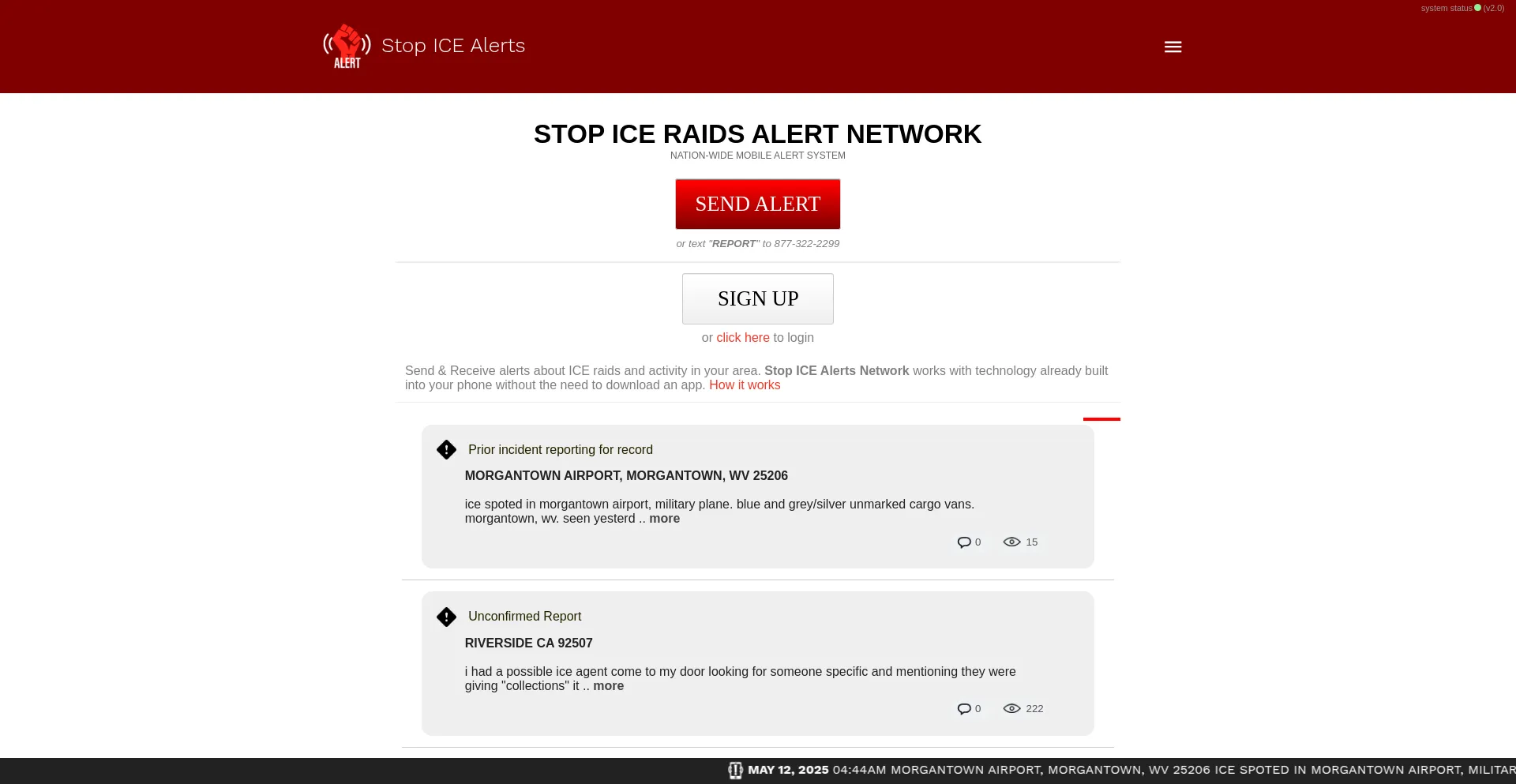 Website screenshot of Stopice.net