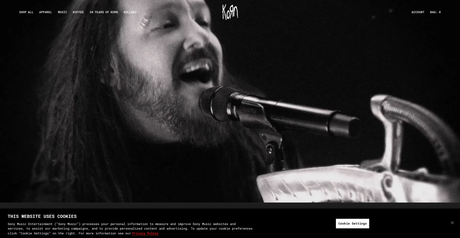 Website screenshot of Store.kornofficial.com