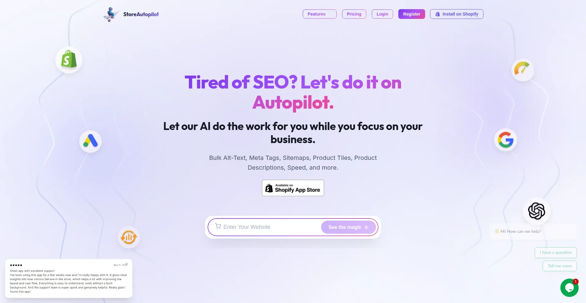 Website screenshot of Storeautopilot.com