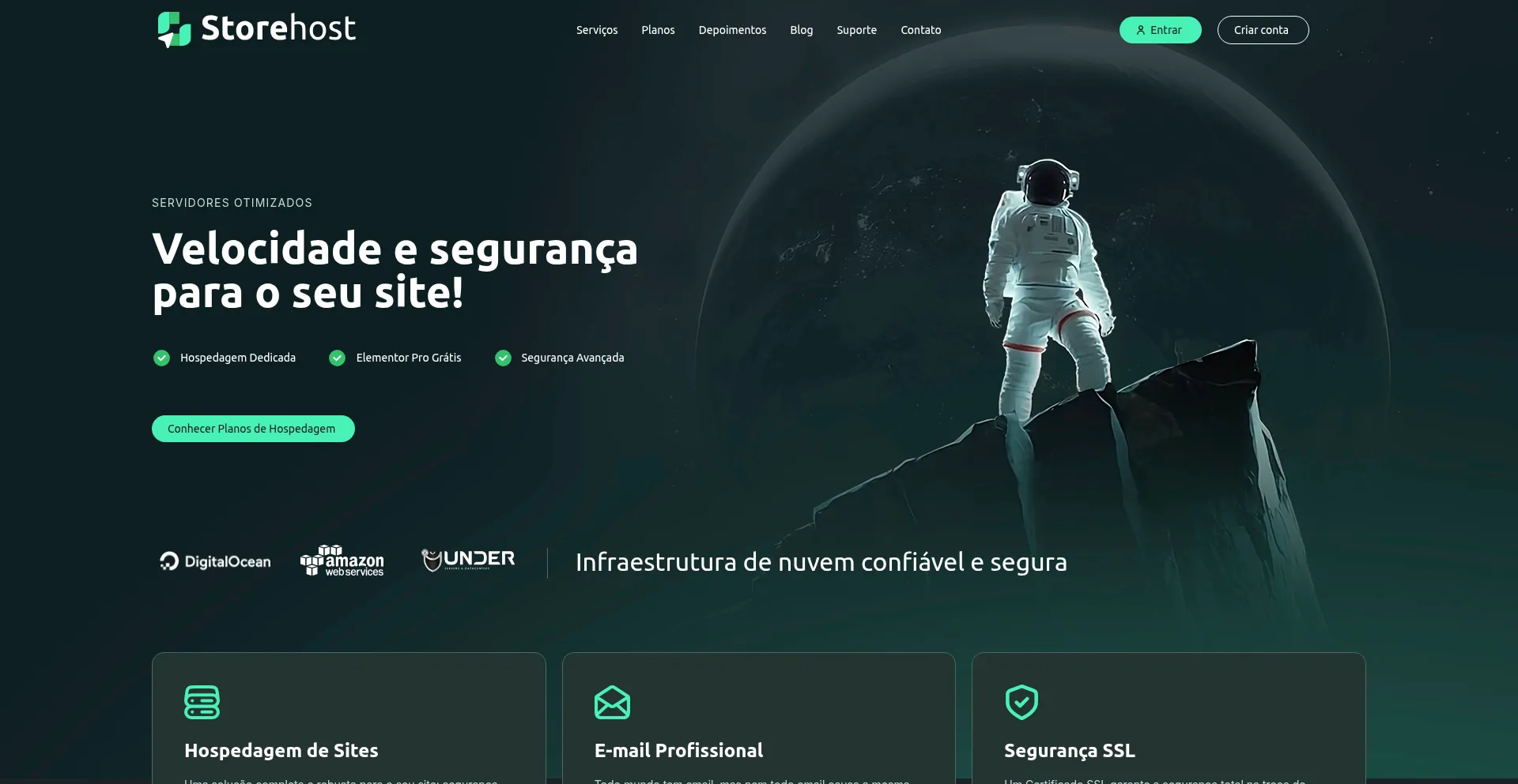 Website screenshot of Storehost.com.br