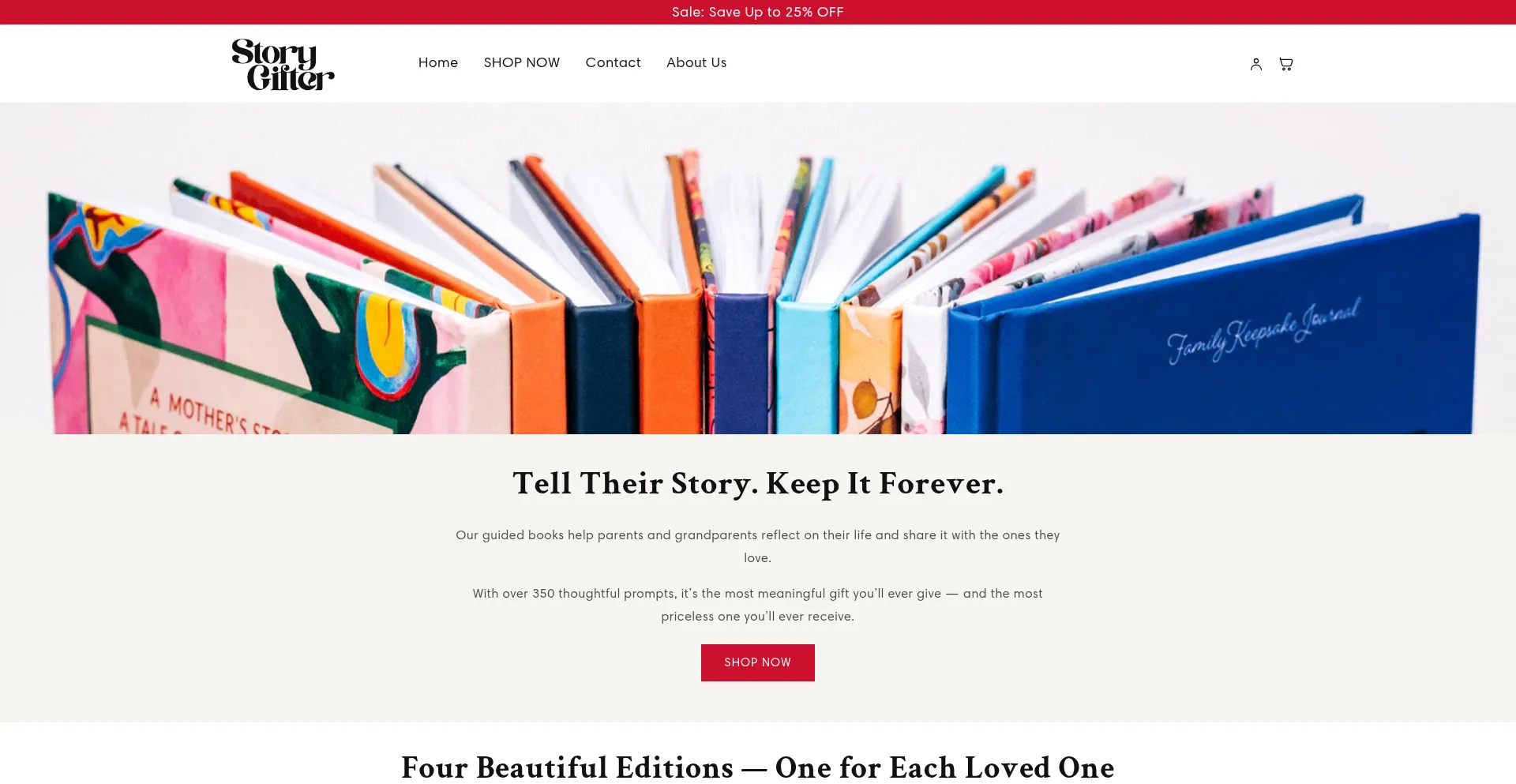 Website screenshot of Storygifter.com.au
