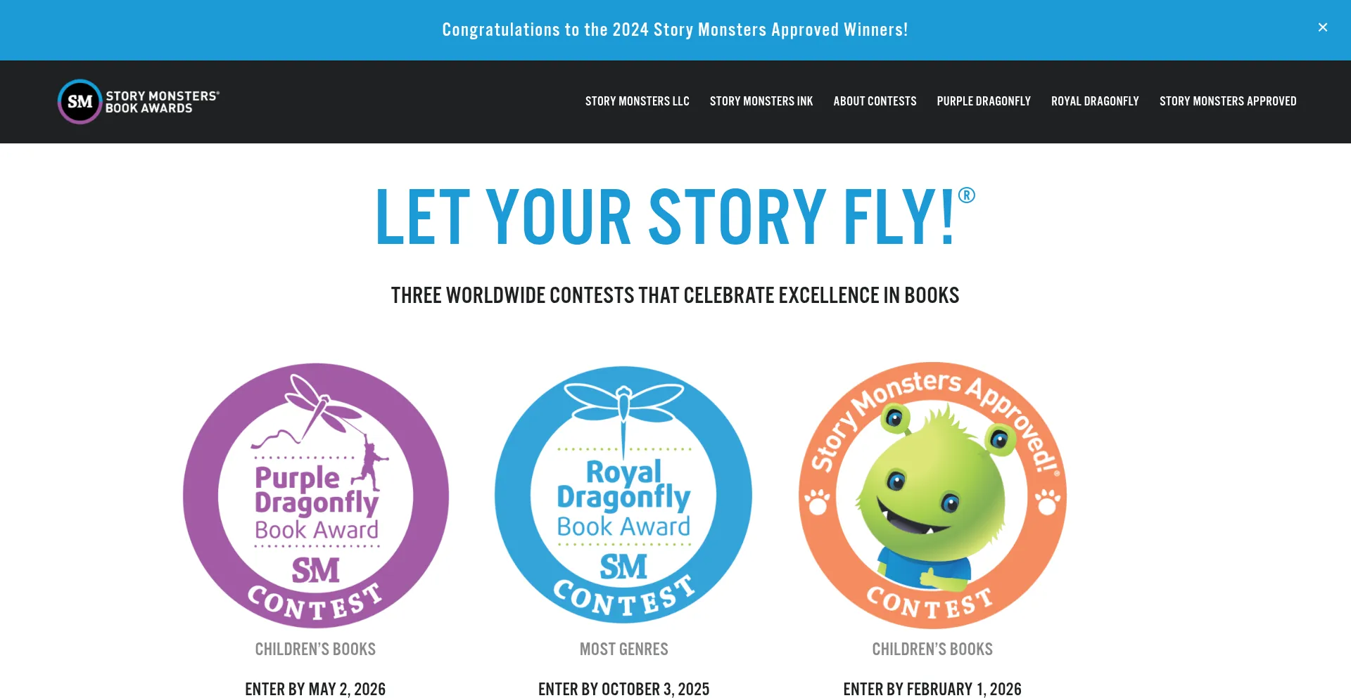 Website screenshot of Storymonstersbookawards.com