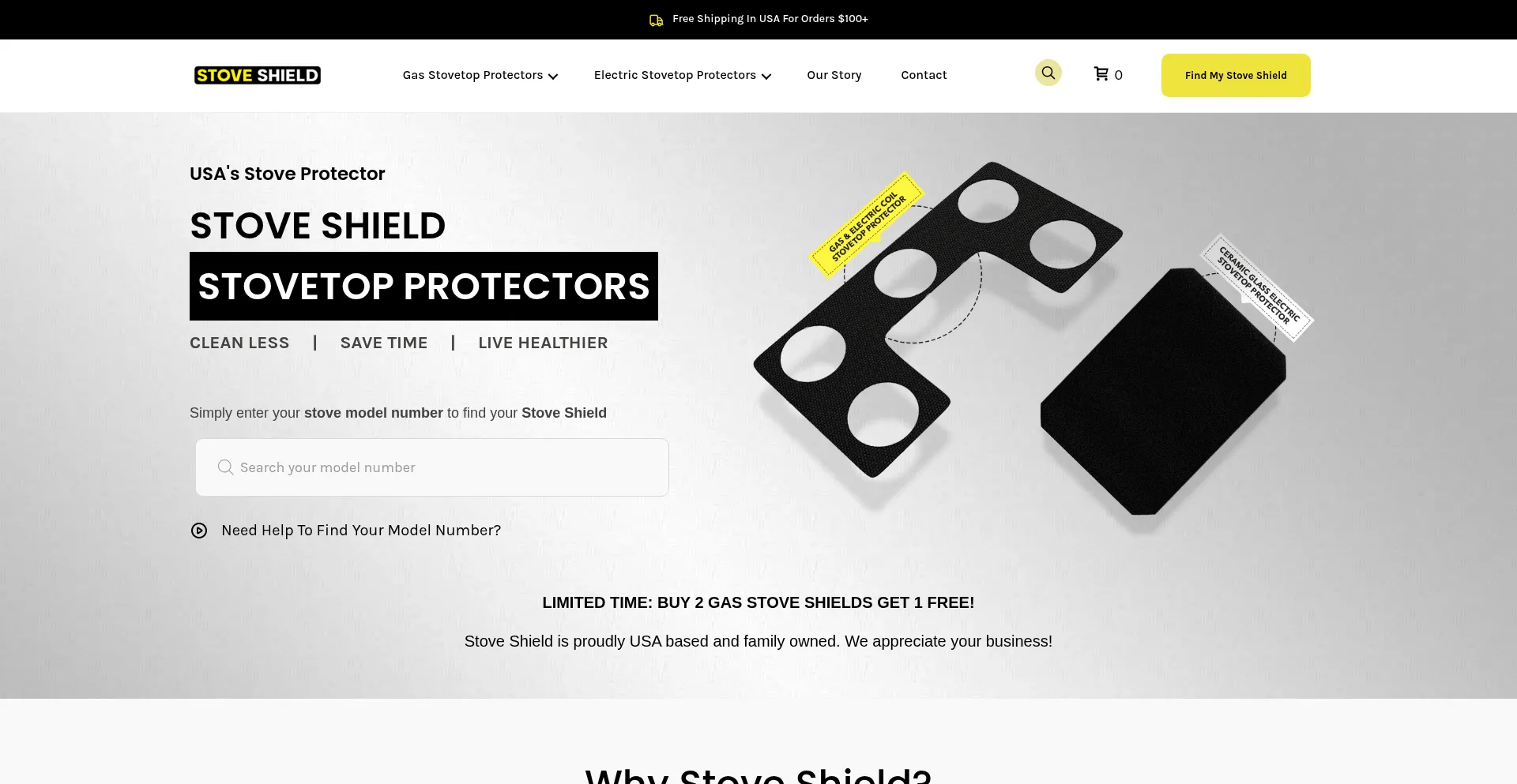 Website screenshot of Stoveshield.com