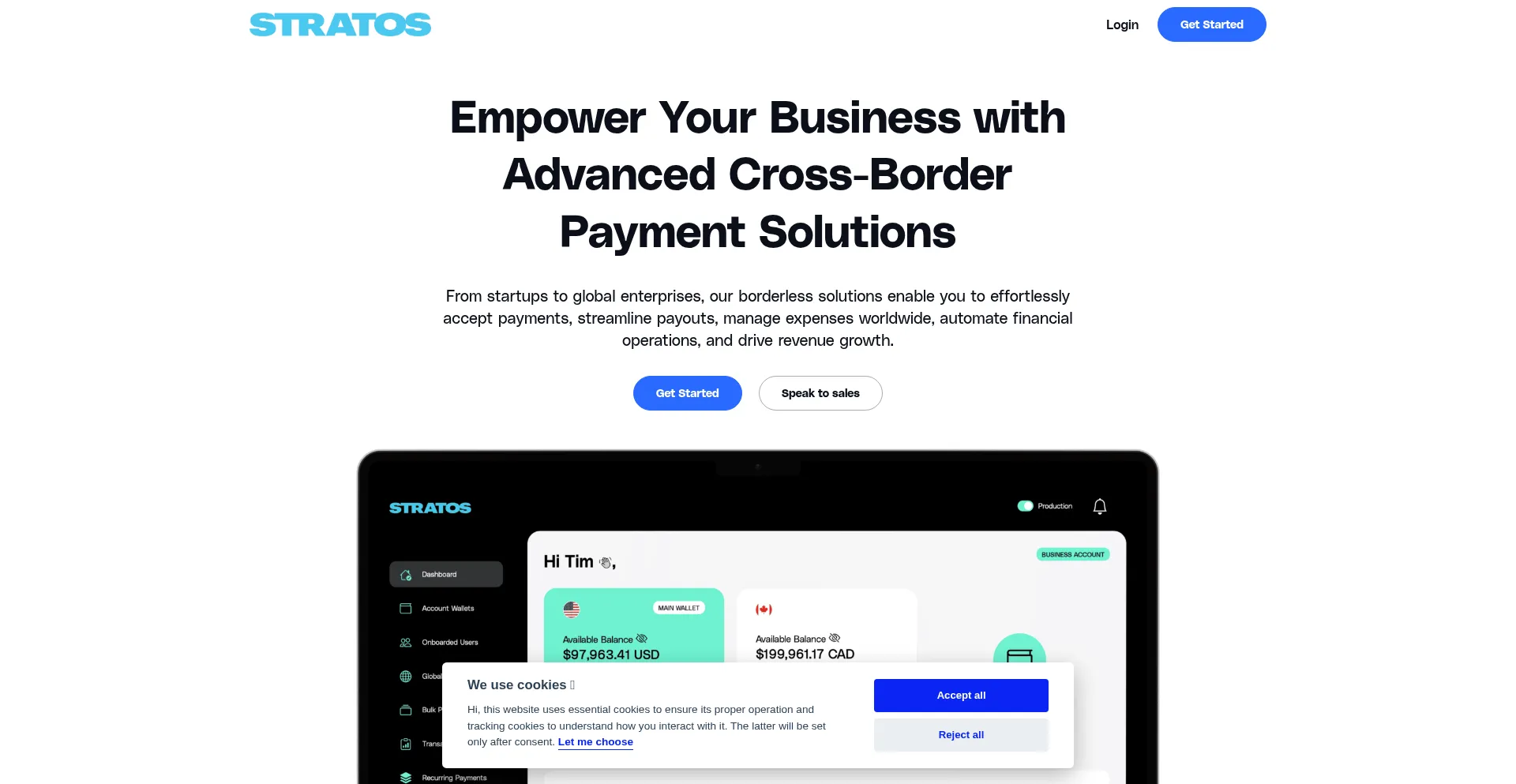 Website screenshot of Stratospay.com