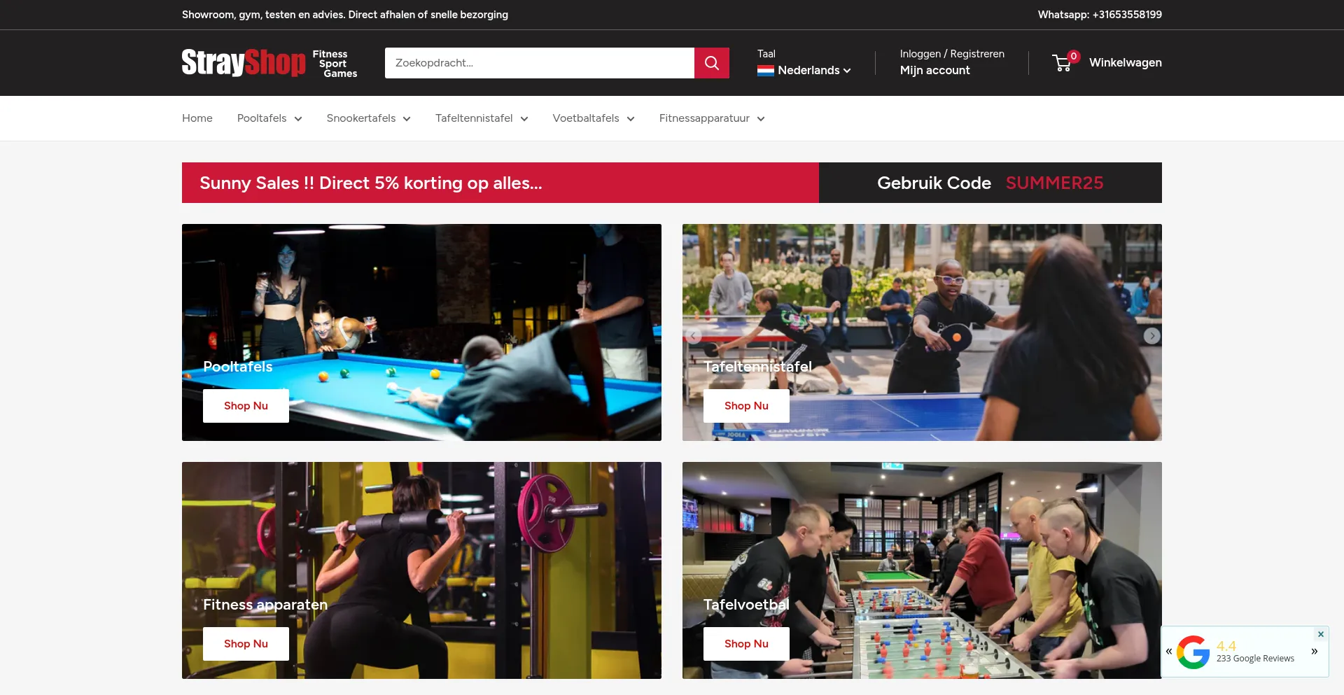 Website screenshot of Strayshop.nl