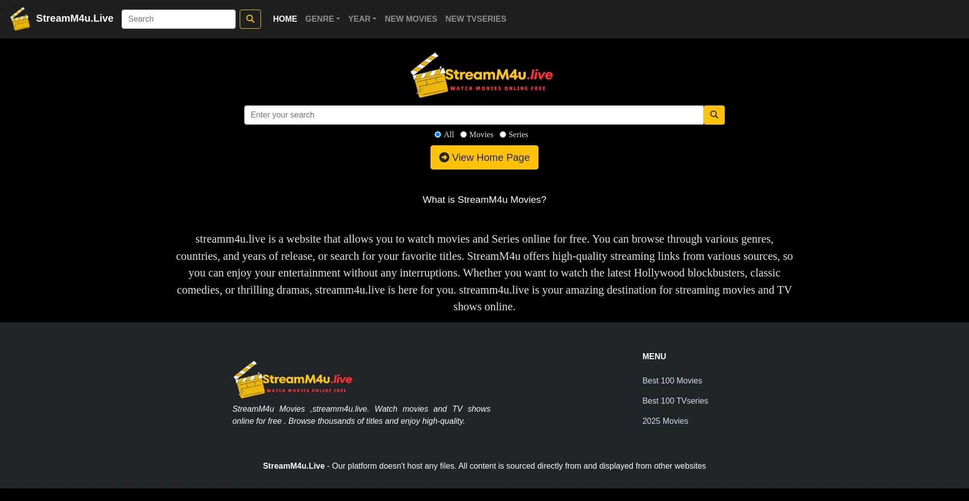 Website screenshot of Streamm4u.live