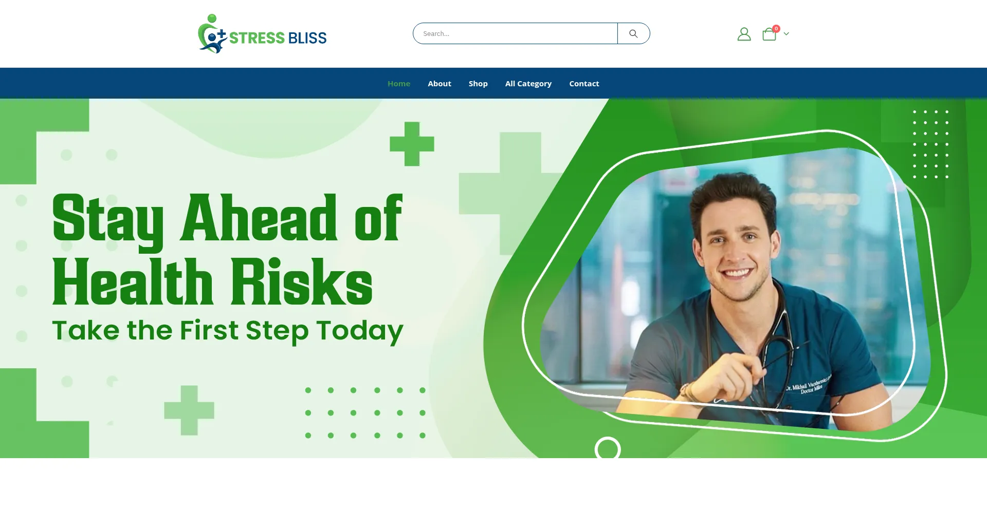 Website screenshot of Stressbliss.com