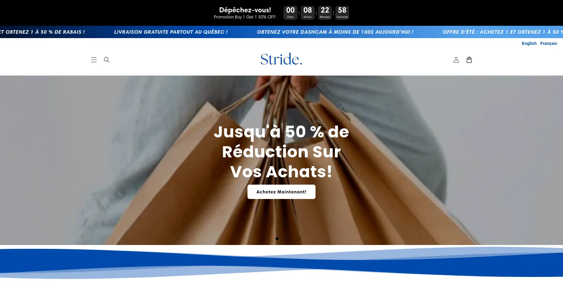 Website screenshot of Strideco.ca