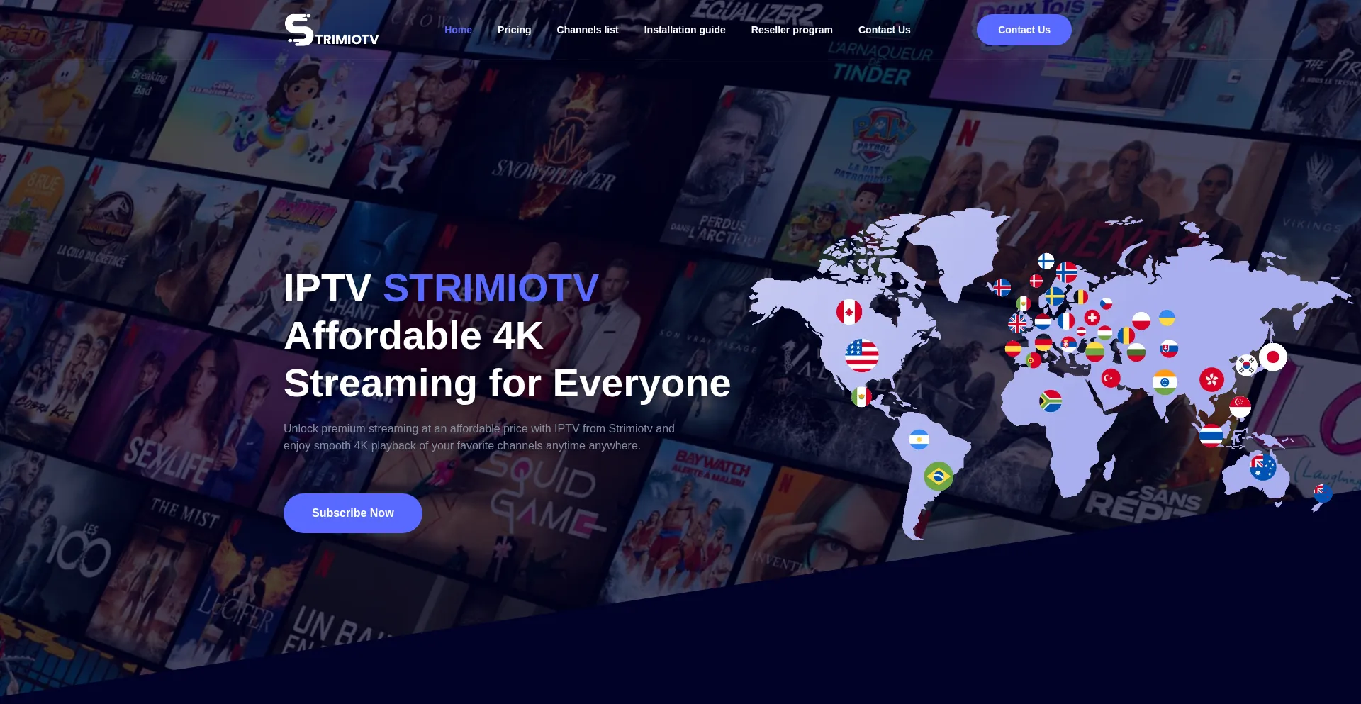 Website screenshot of Strimiotv.com